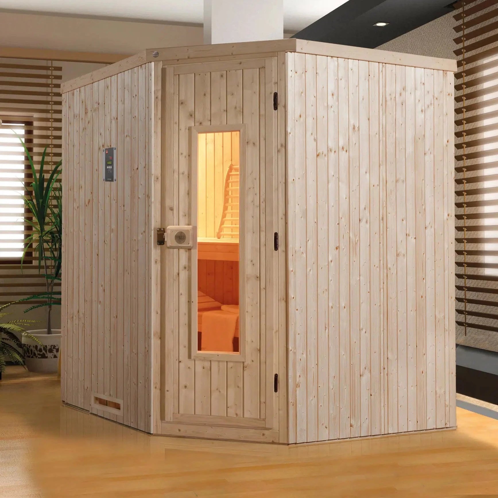 WEKA Sauna aus Massivholz. Die Sauna ist ein Wohlfühlraum zum enstpannen- machen sie ihr zuhause zur privaten Wellnessoase