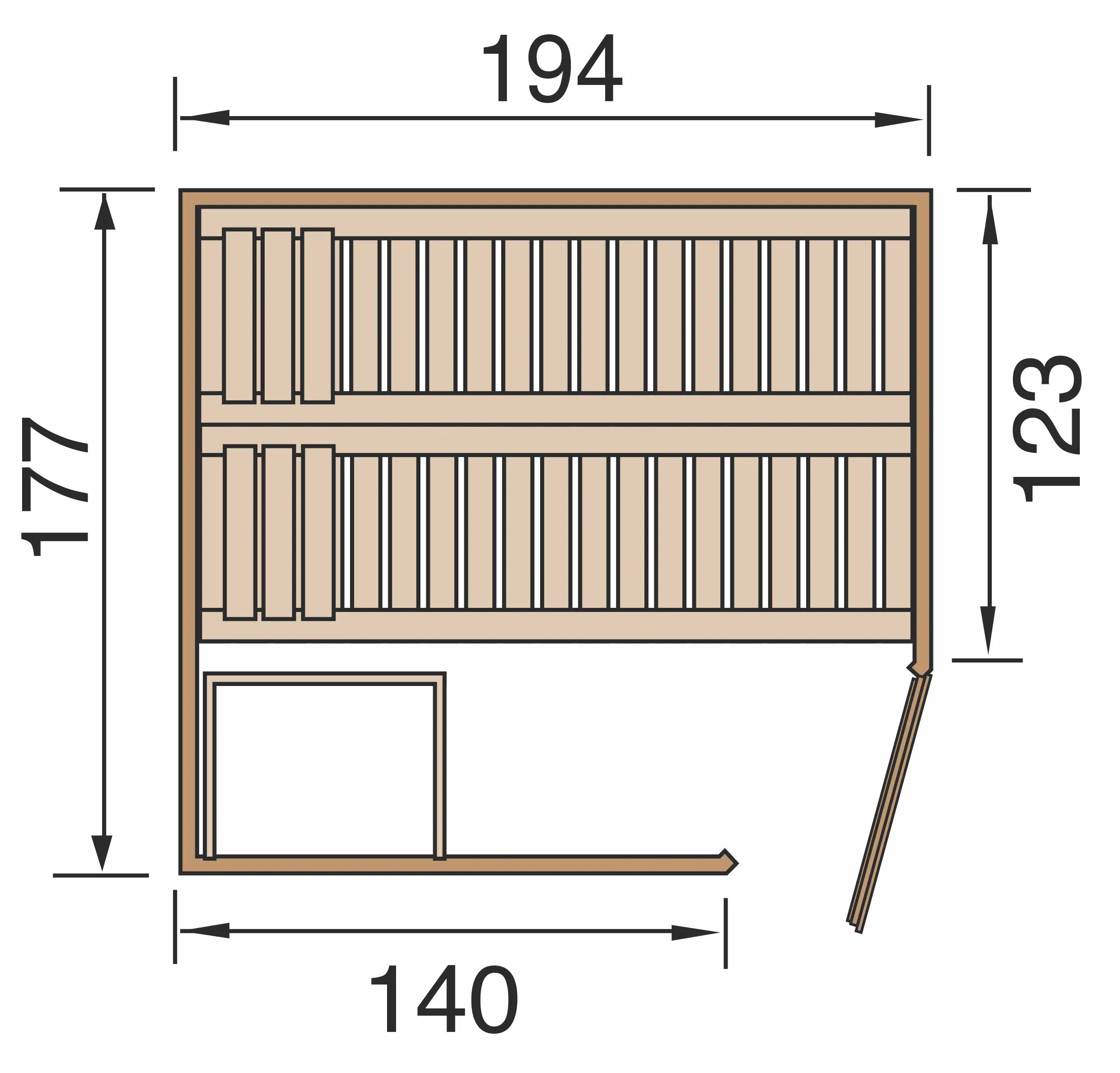 sauna maße 194x177