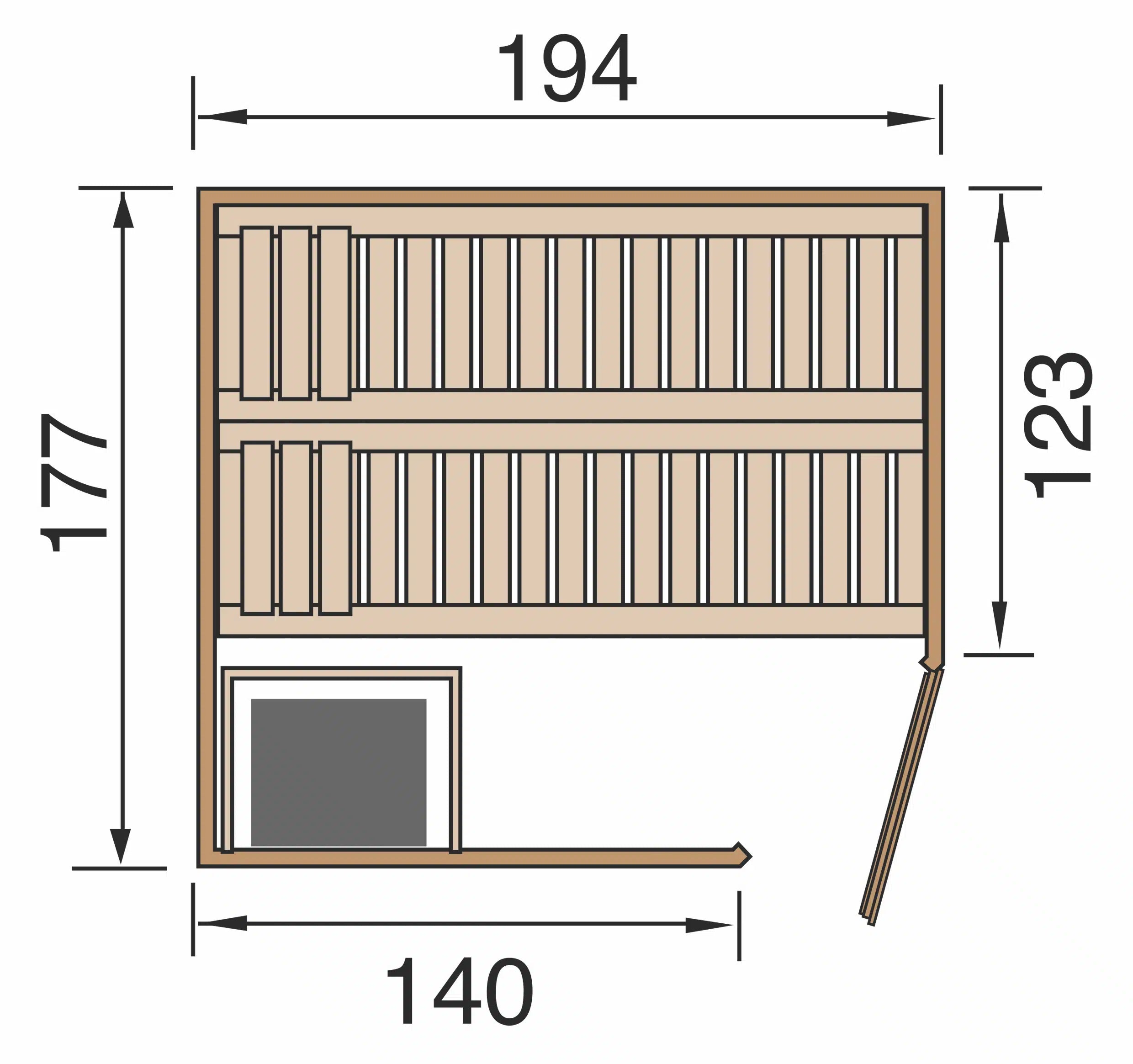 sauna maße 177x194
