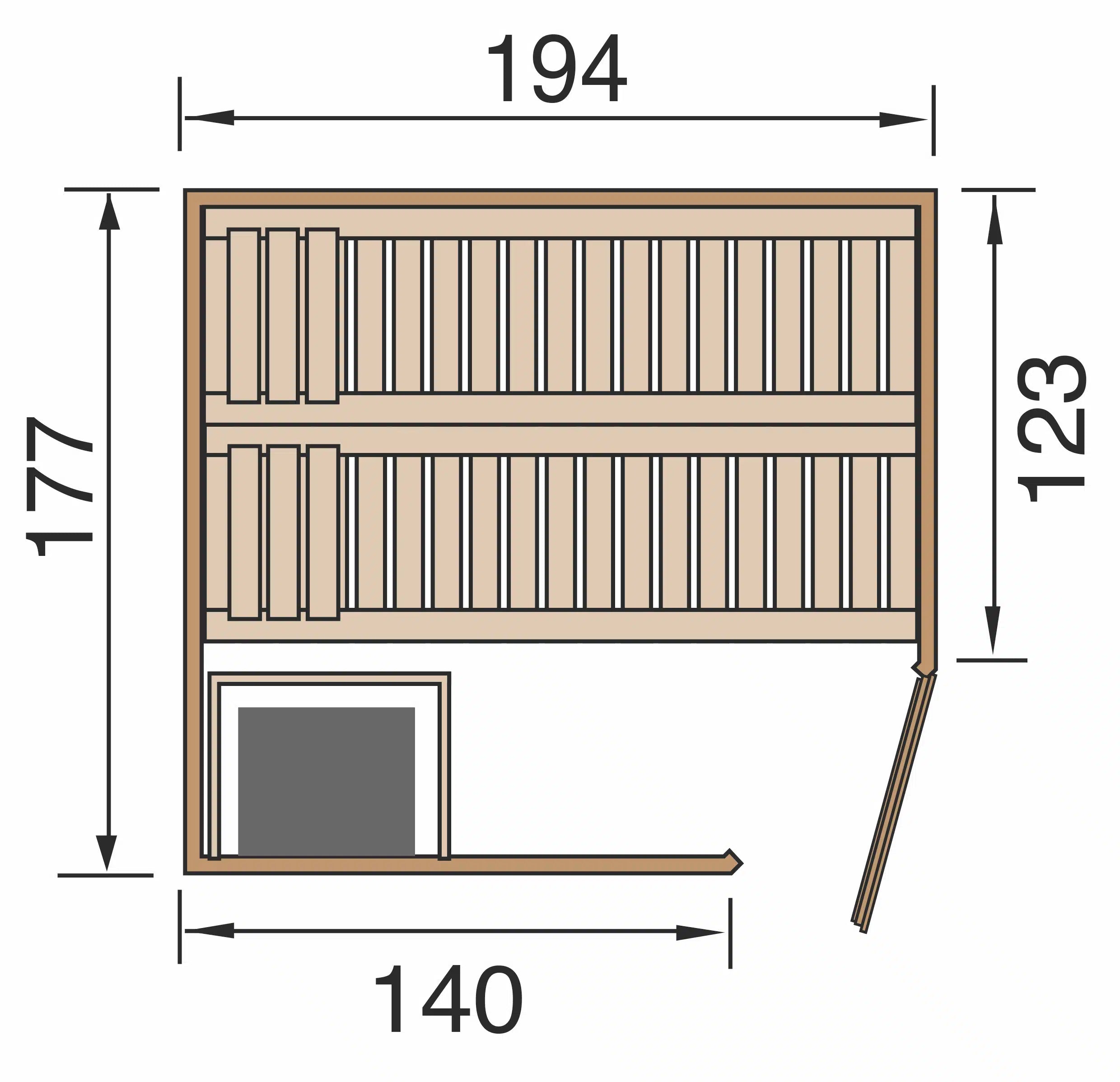 sauna maße 177x194
