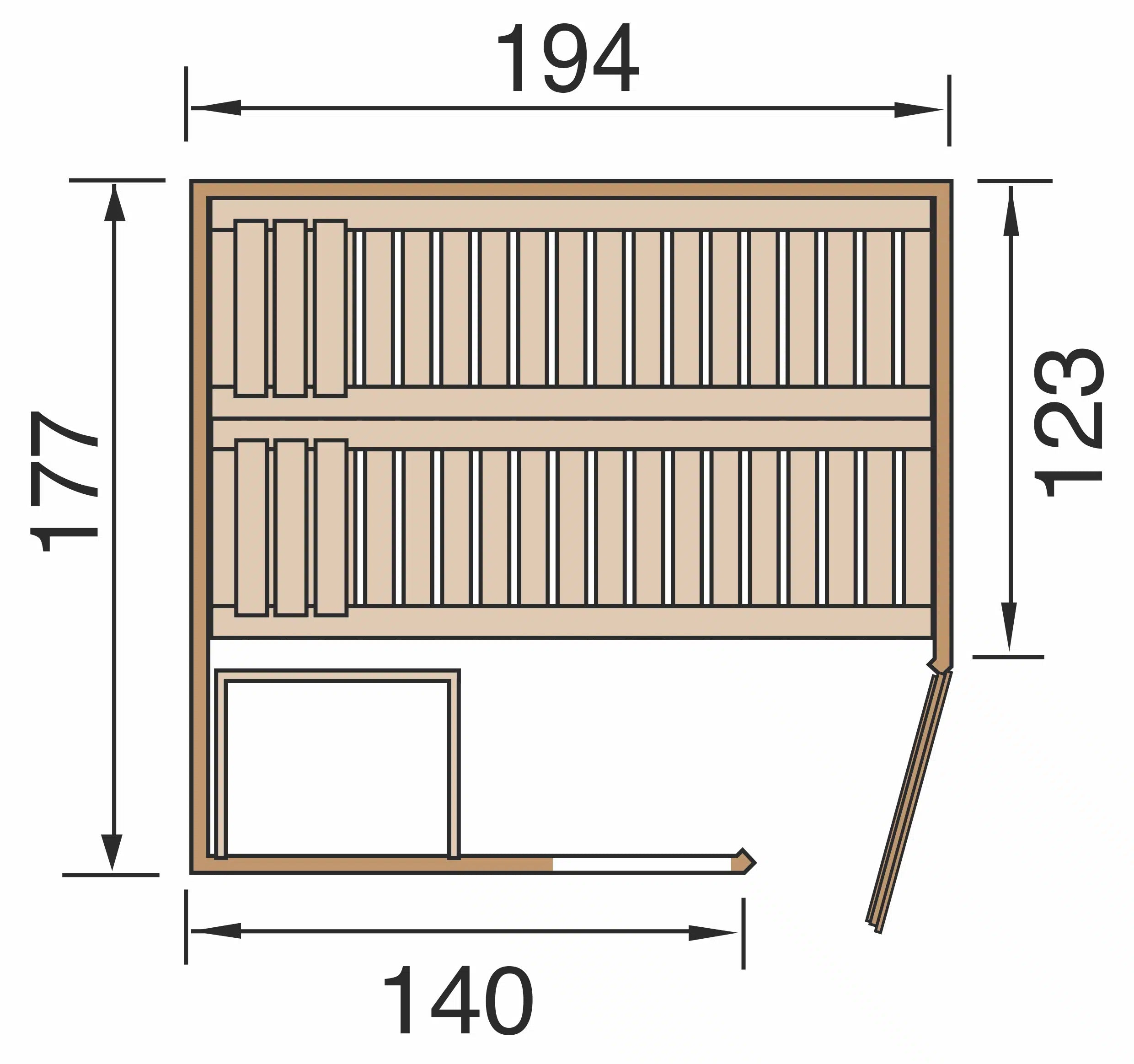 sauna maße 177x194