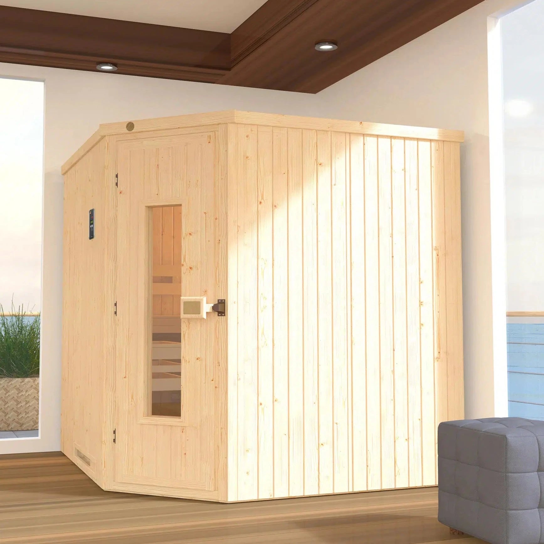 WEKA Sauna aus Massivholz.Die Sauna ist ein Wohlfühlraum zum enstpannen- machen sie ihr zuhause zur privaten Wellnessoase