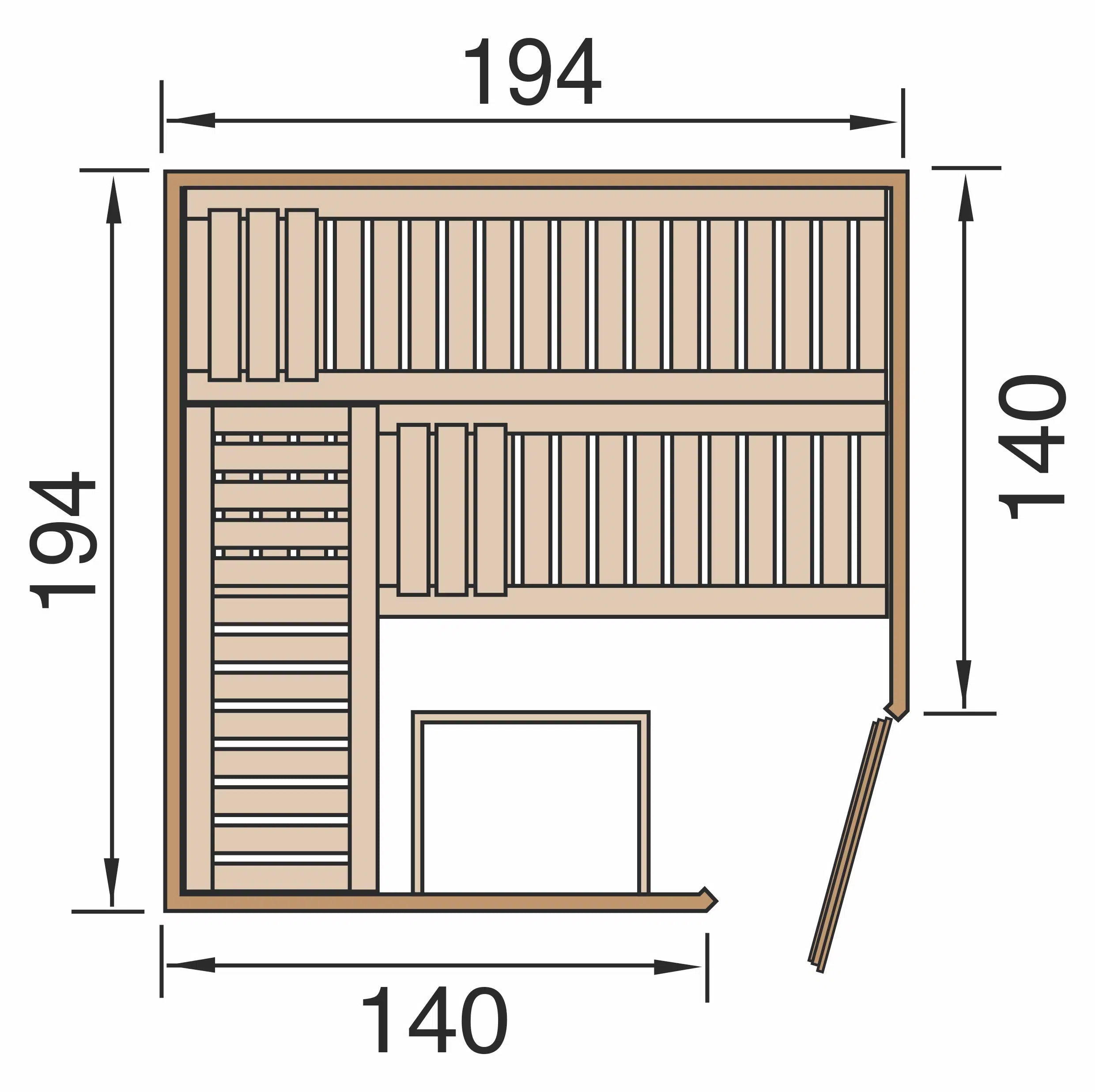 sauna maße 194x194