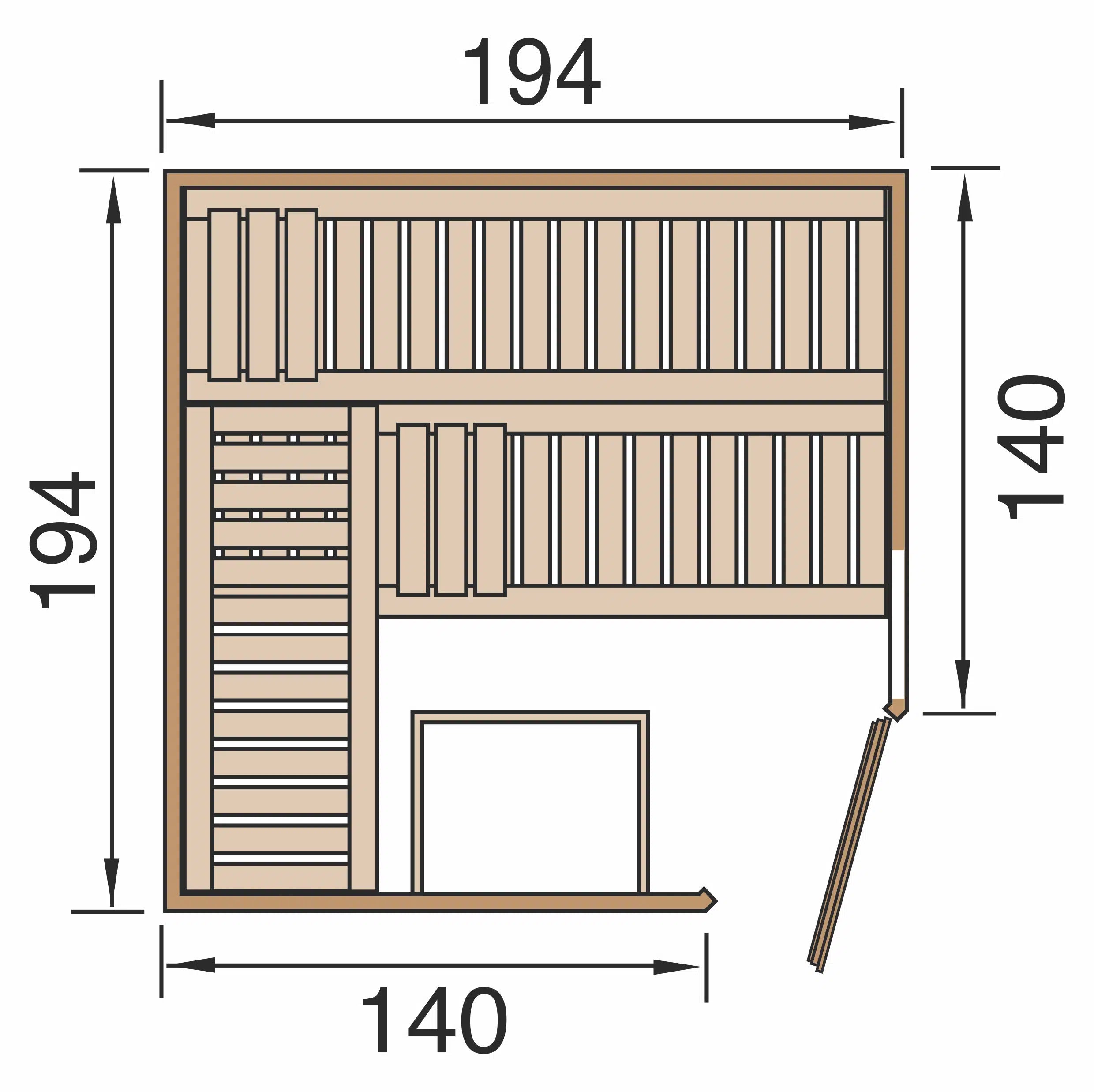 sauna maße 194x194