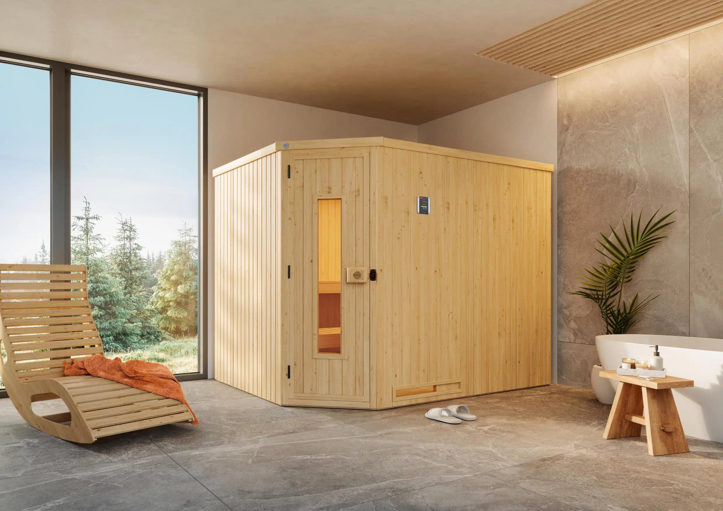 WEKA Sauna aus Massivholz.Die Sauna ist ein Wohlfühlraum zum enstpannen- machen sie ihr zuhause zur privaten Wellnessoase