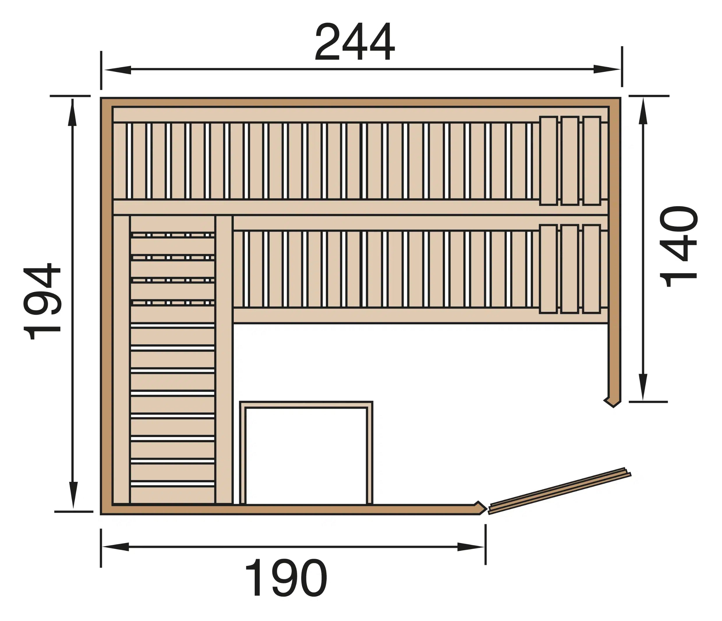 sauna maße 194x244