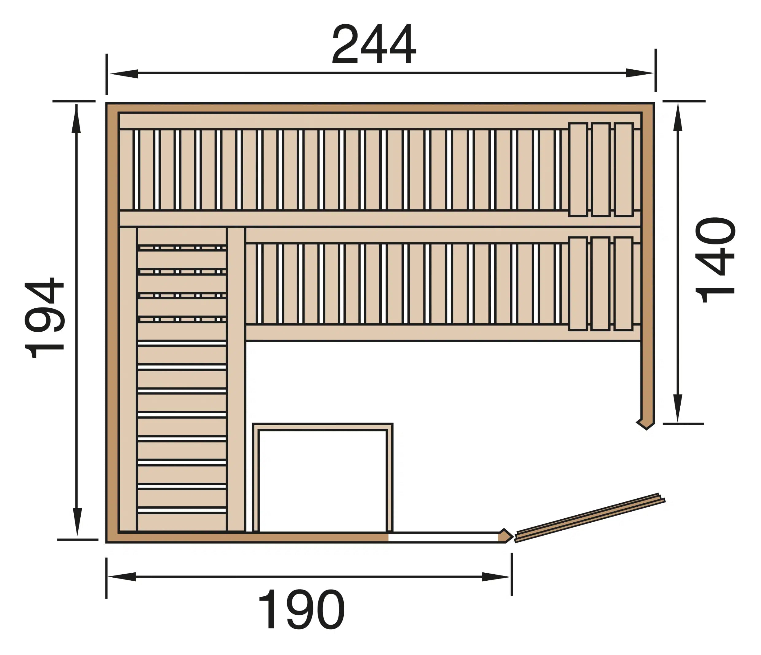sauna maße 194x244
