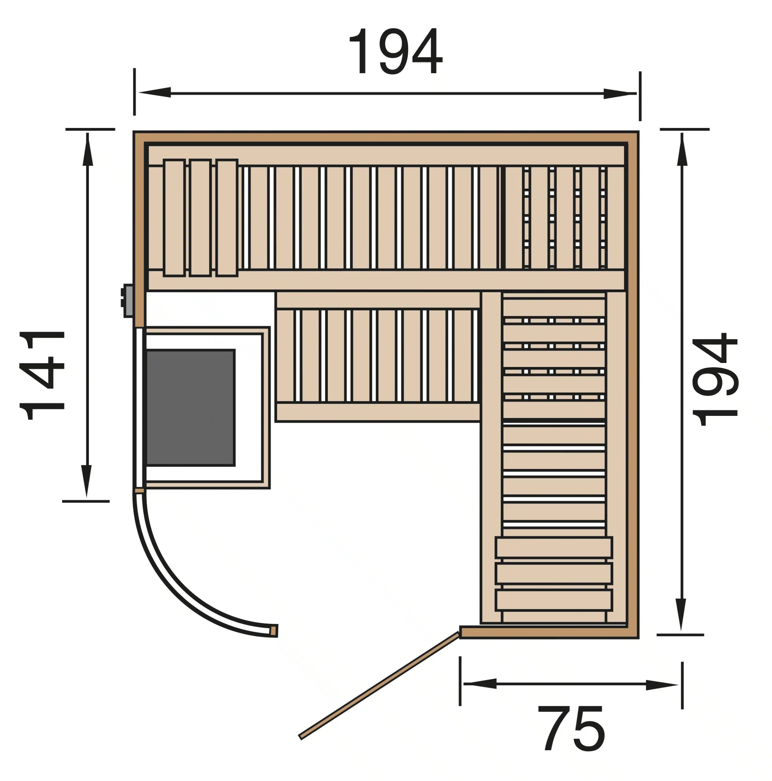 sauna maße 194x194
