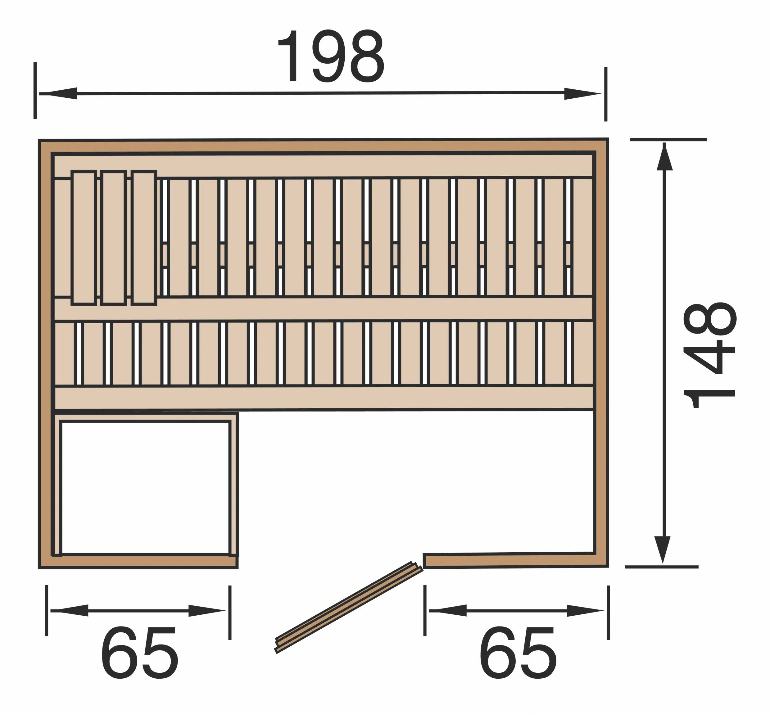 sauna maße 198x148
