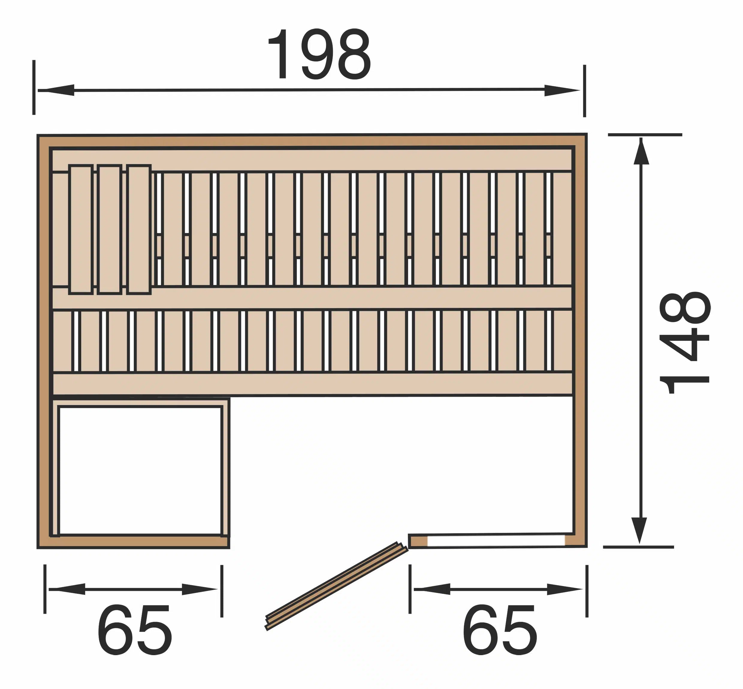 sauna maße 198x148