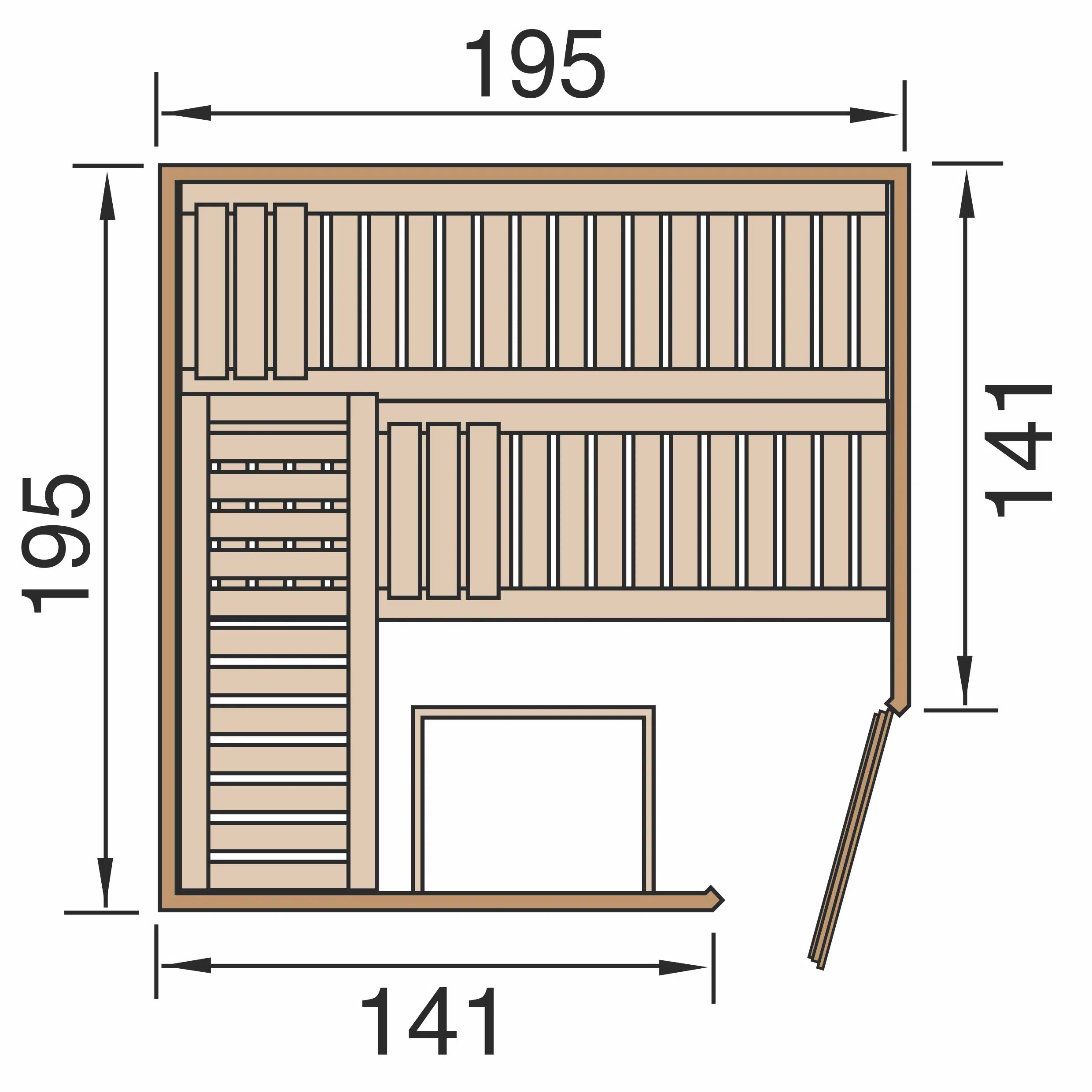 sauna maße 195x195