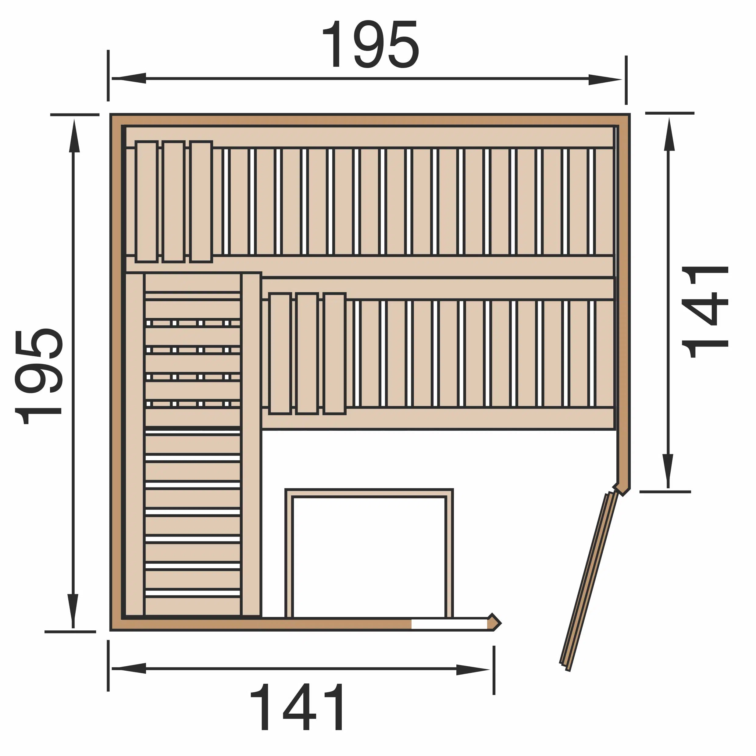 Sauna maß 195x195