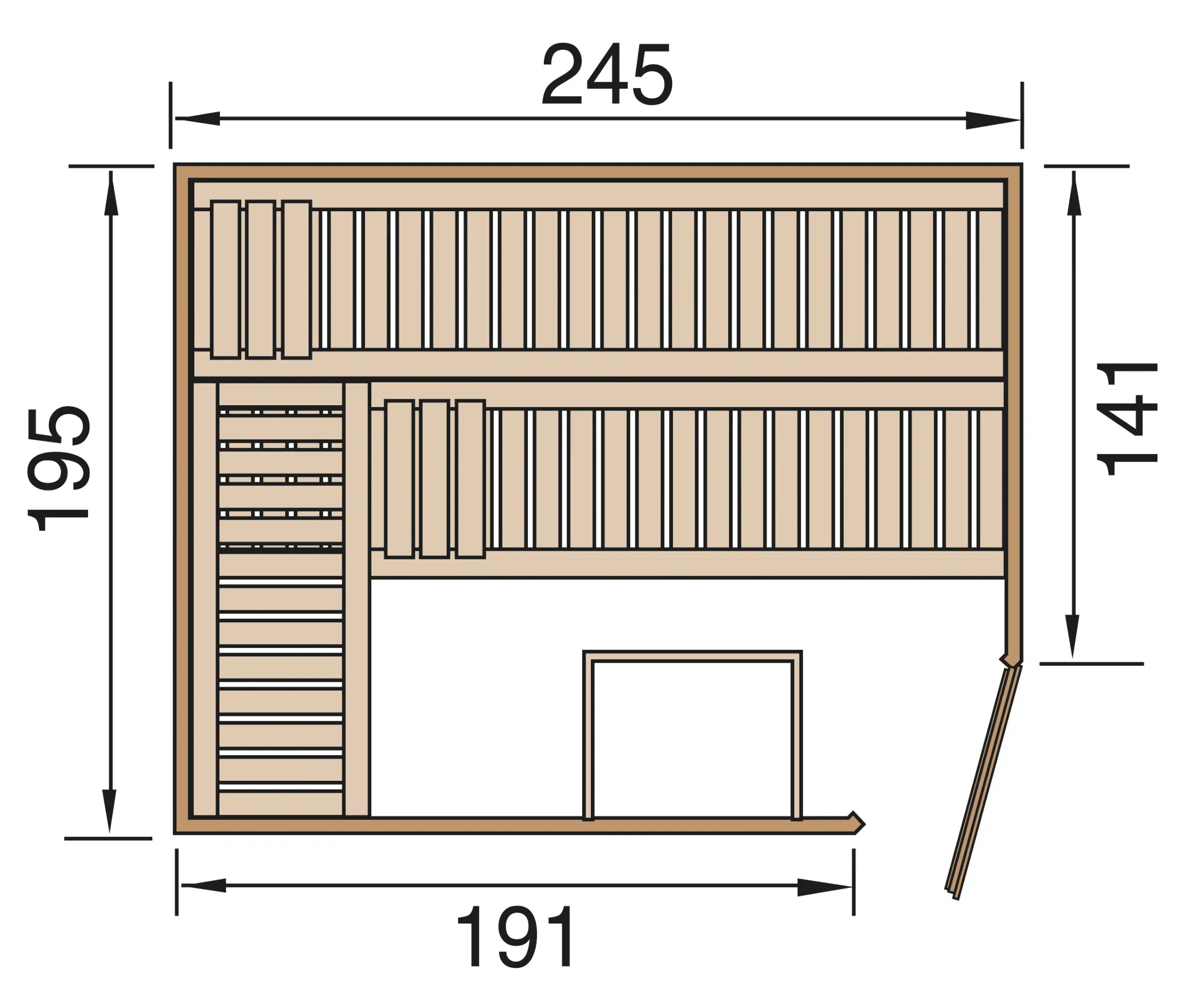 sauna maß 245x195