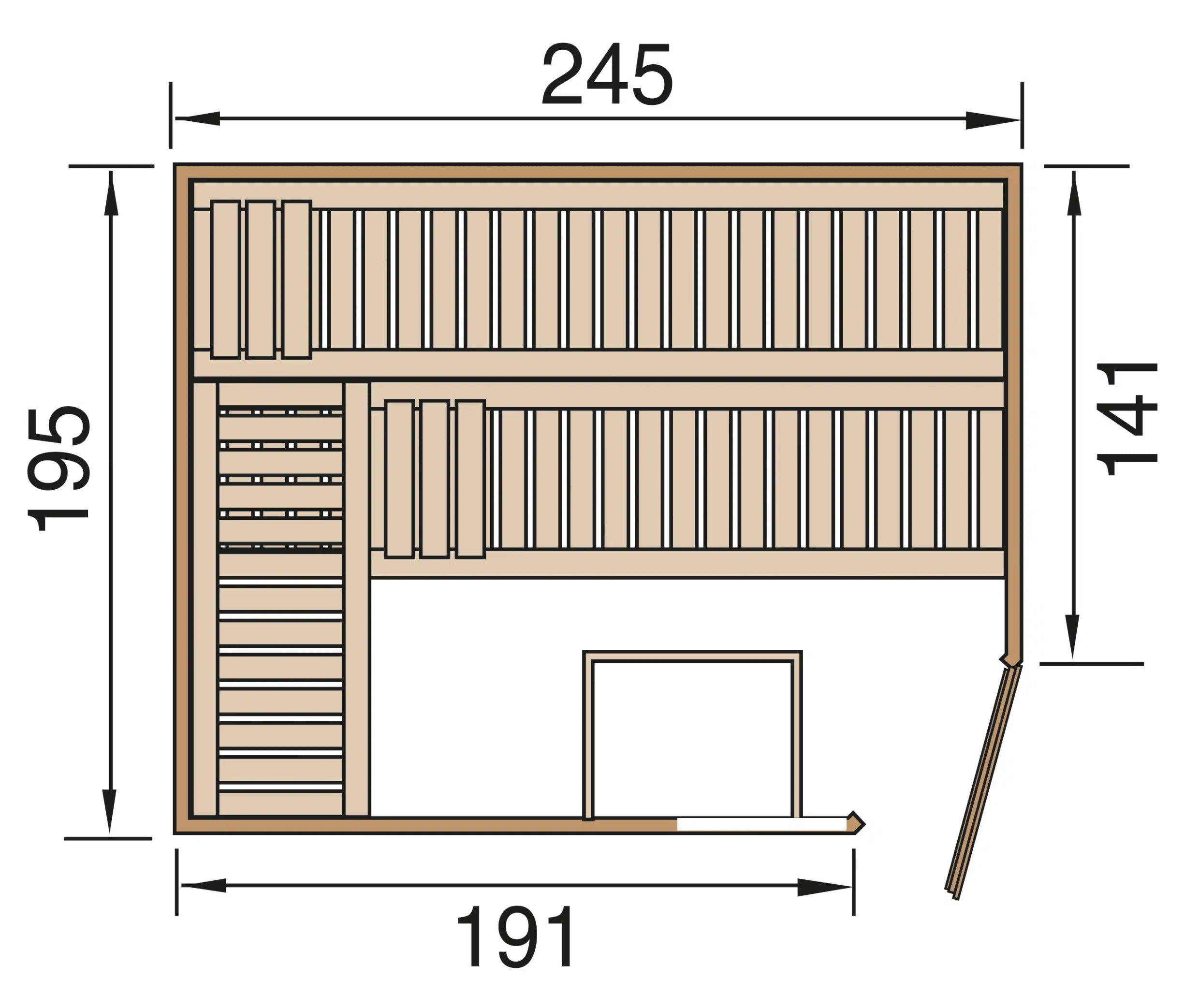 Sauna maß 245x195