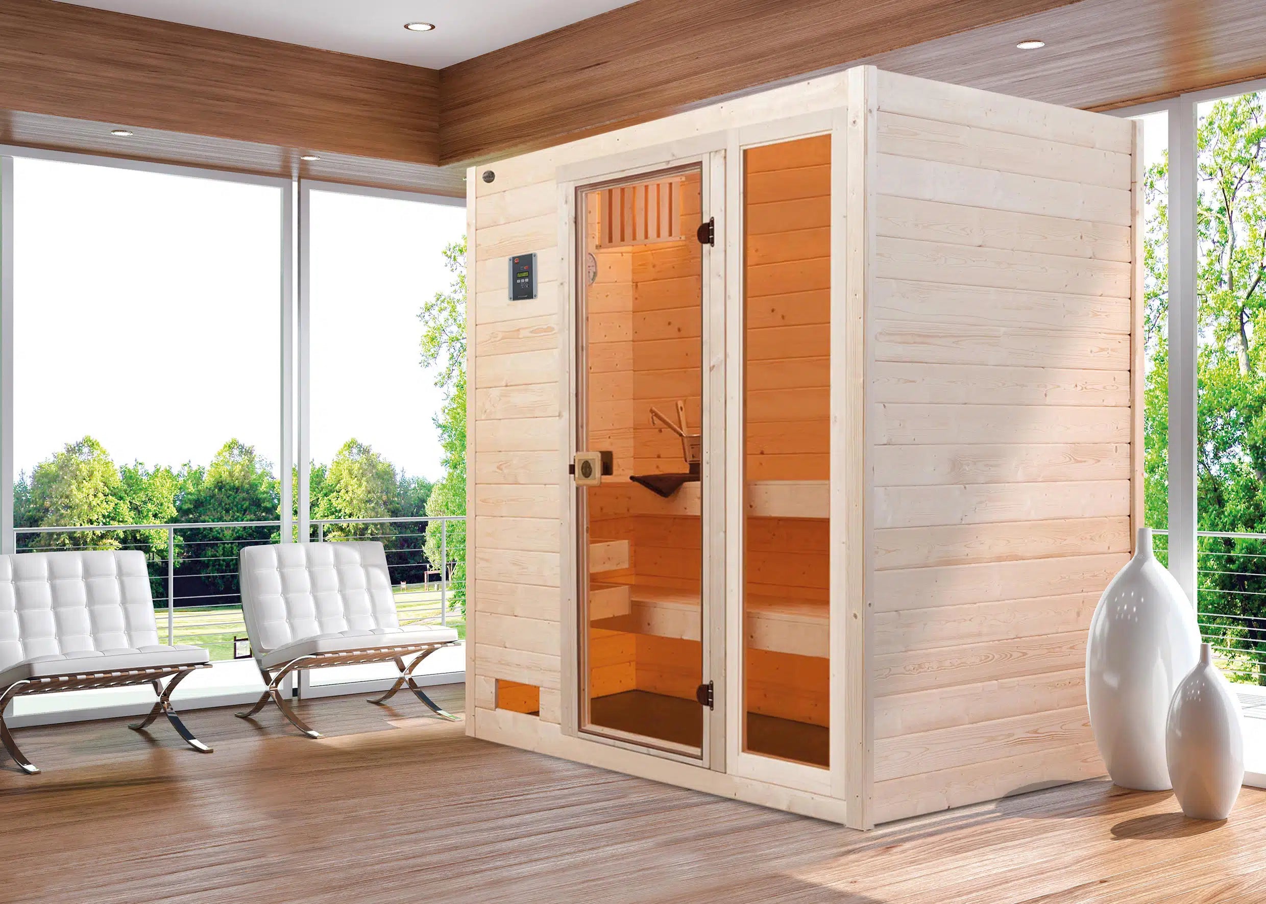 WEKA Sauna aus Massivholz.Die Sauna ist ein Wohlfühlraum zum enstpannen- machen sie ihr zuhause zur privaten Wellnessoase 