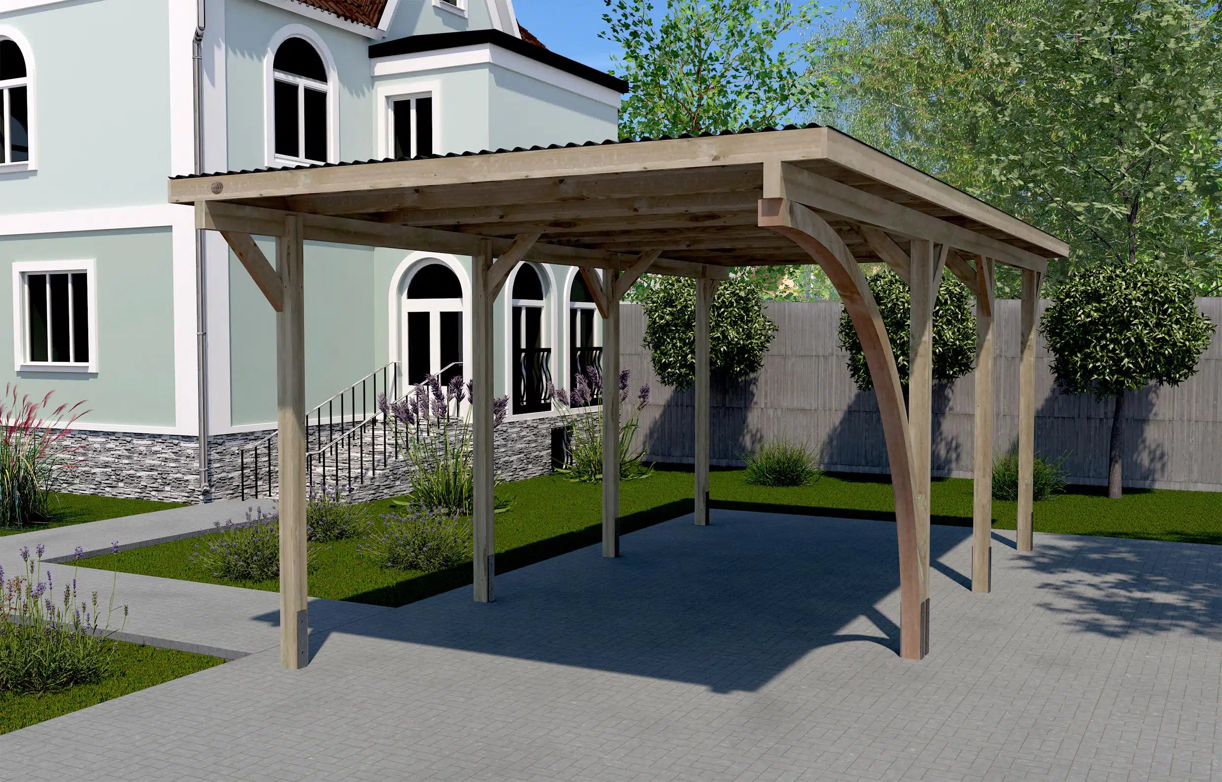 weka einzelcarport flachdach fichtenholz schützt ihr auto vor wind und wetter