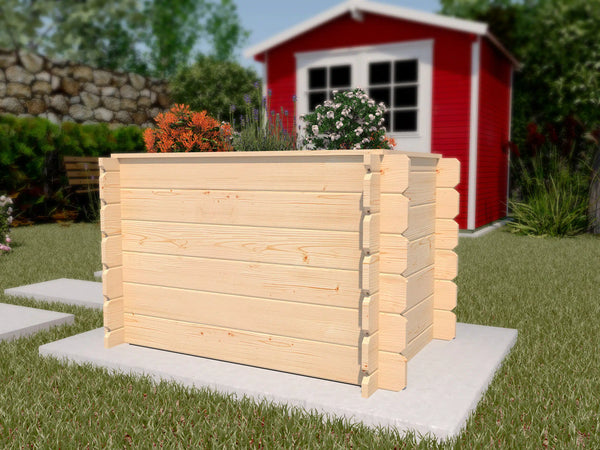 garten weka profi hochbeet aus fichtenholz - rückenfreundlich zu gärtnern -klassische blockbohle inkl- innenfolie - bestes wachstum für frische blumen