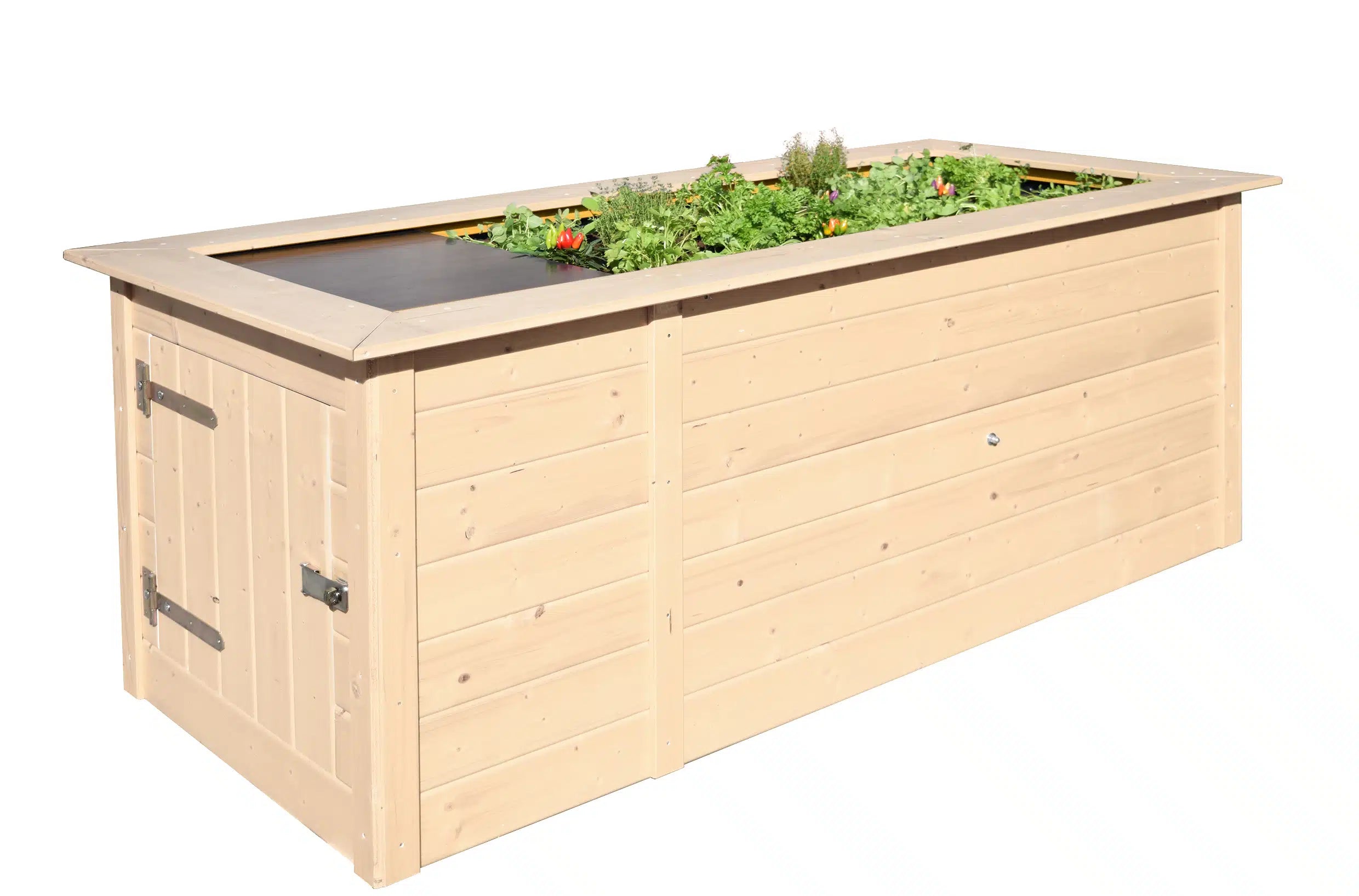 garten weka profi hochbeet aus fichtenholz inkl. abstellraum - rückenfreundlich zu gärtnern - bestes wachstum für frische kräuter und blumen