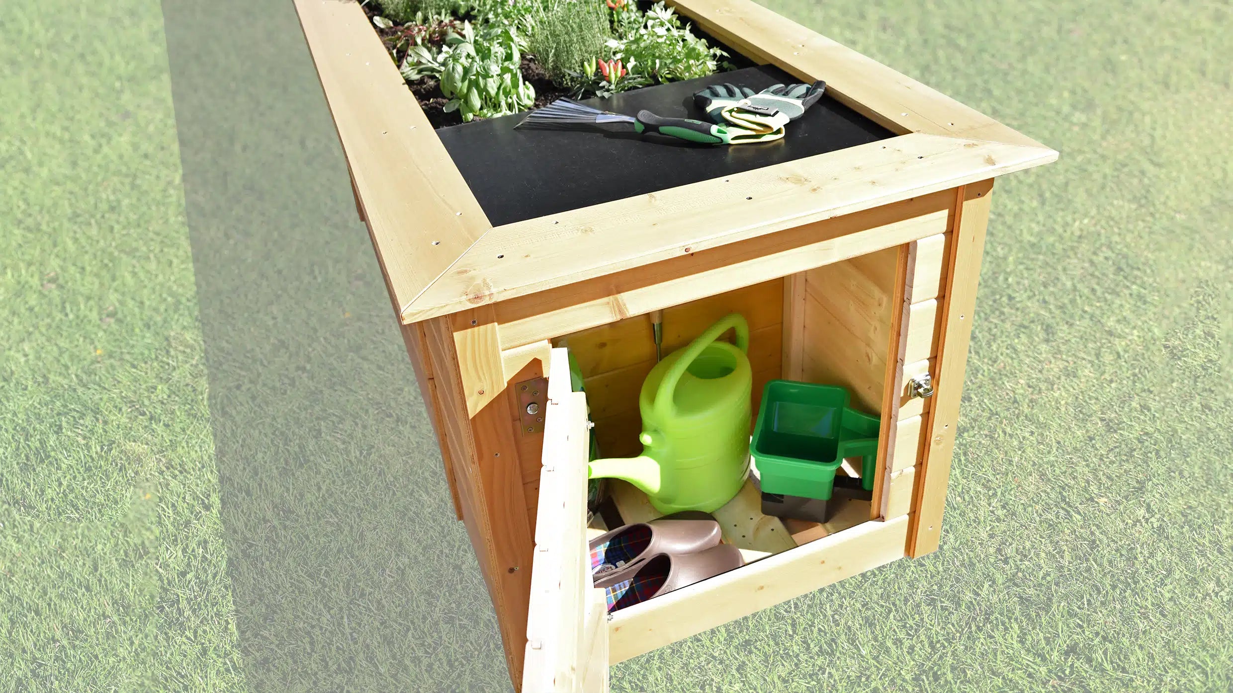 garten weka profi hochbeet aus fichtenholz inkl. abstellraum - rückenfreundlich zu gärtnern - bestes wachstum für frische kräuter und blumen