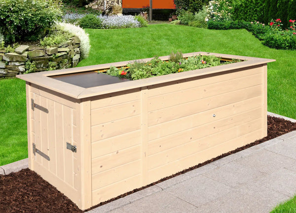 garten weka profi hochbeet aus fichtenholz inkl. abstellraum - rückenfreundlich zu gärtnern - bestes wachstum für frische kräuter und blumen