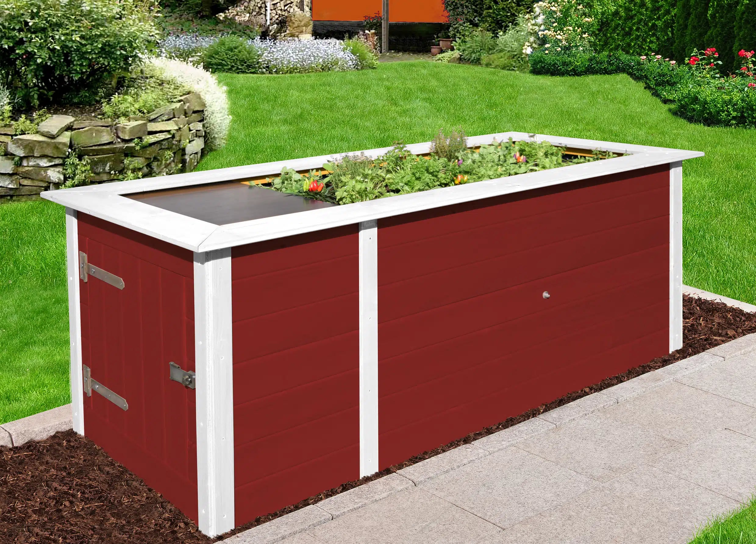garten weka profi hochbeet aus fichtenholz inkl. abstellraum - rückenfreundlich zu gärtnern - bestes wachstum für frische kräuter und blumen