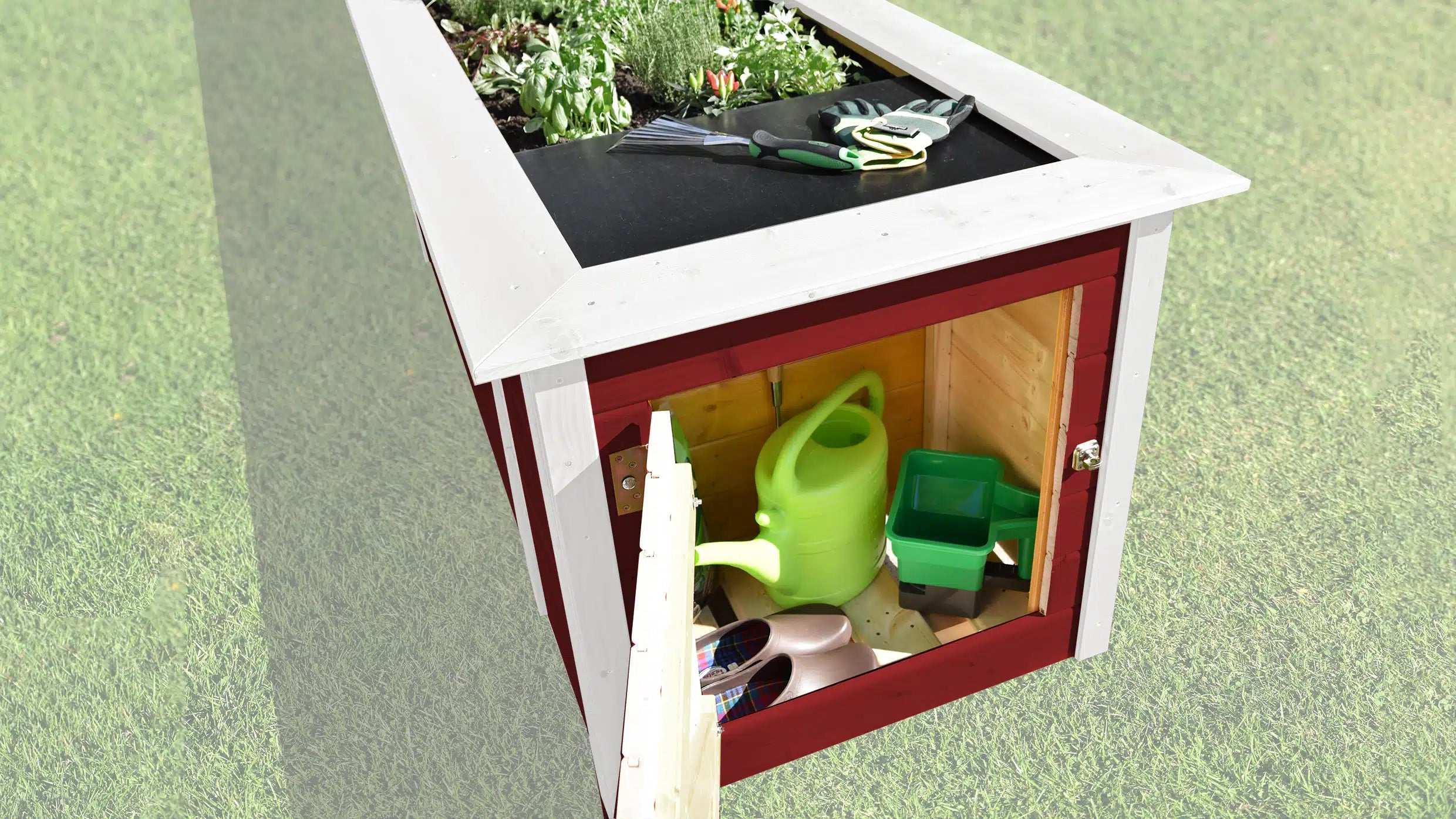 garten weka profi hochbeet aus fichtenholz inkl. abstellraum - rückenfreundlich zu gärtnern - bestes wachstum für frische kräuter und blumen