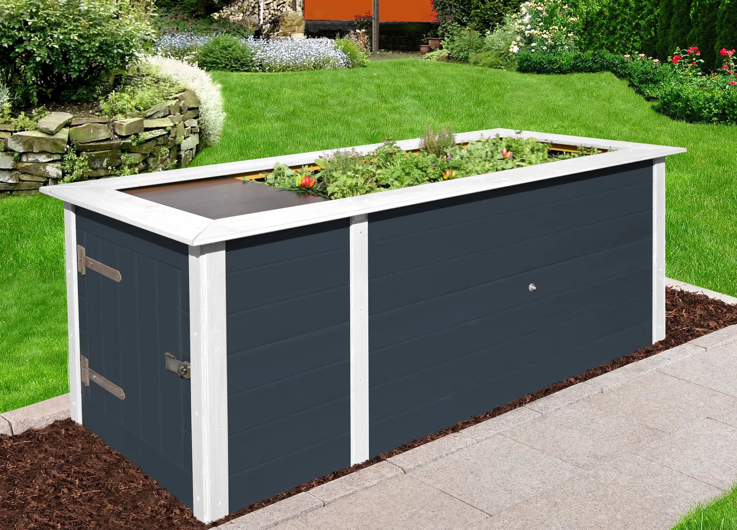 garten weka profi hochbeet aus fichtenholz inkl. abstellraum - rückenfreundlich zu gärtnern - bestes wachstum für frische kräuter und blumen