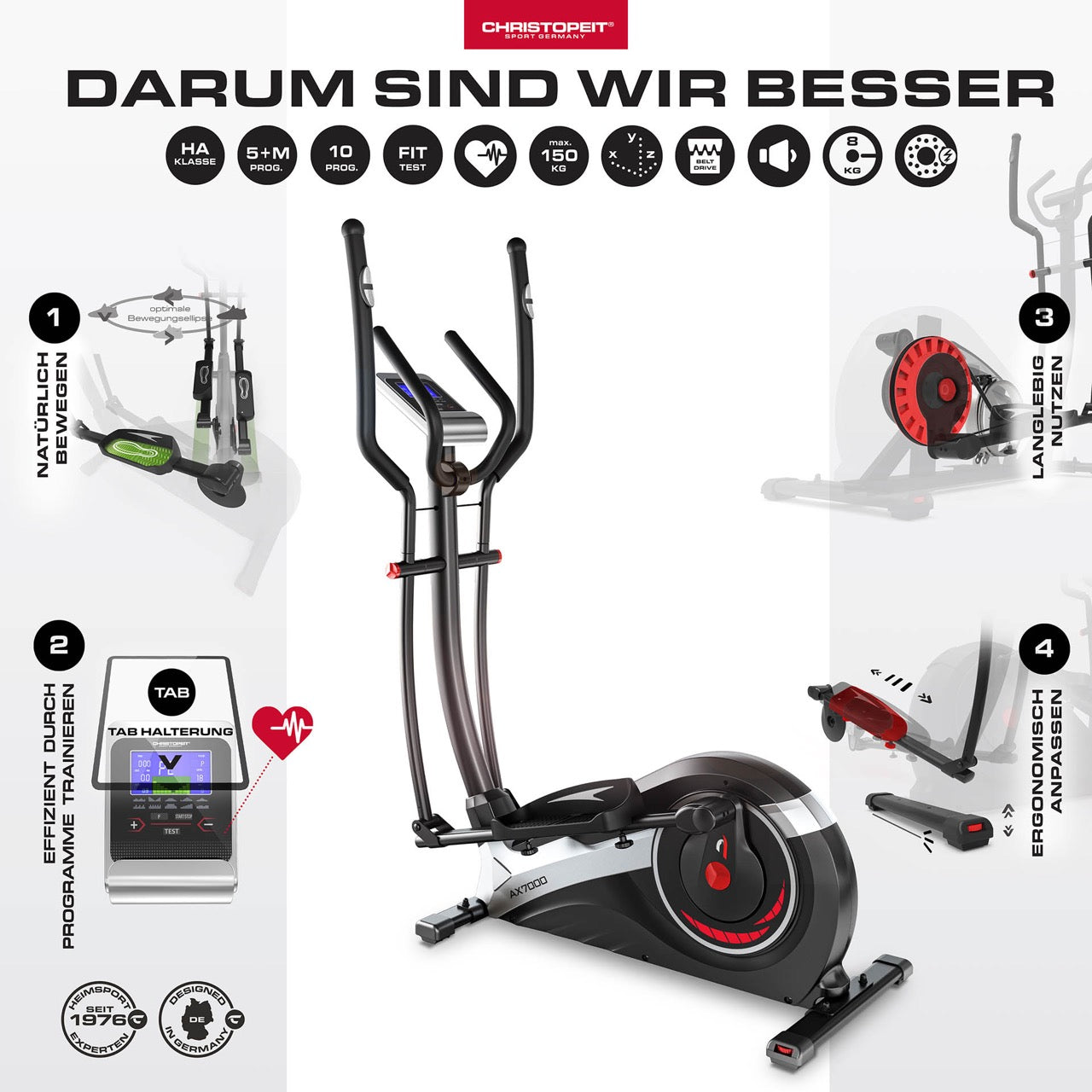fitness christopeit sport crosstrainer ergometer- ausdauertraining und effektives cardio ganzkörpertraining