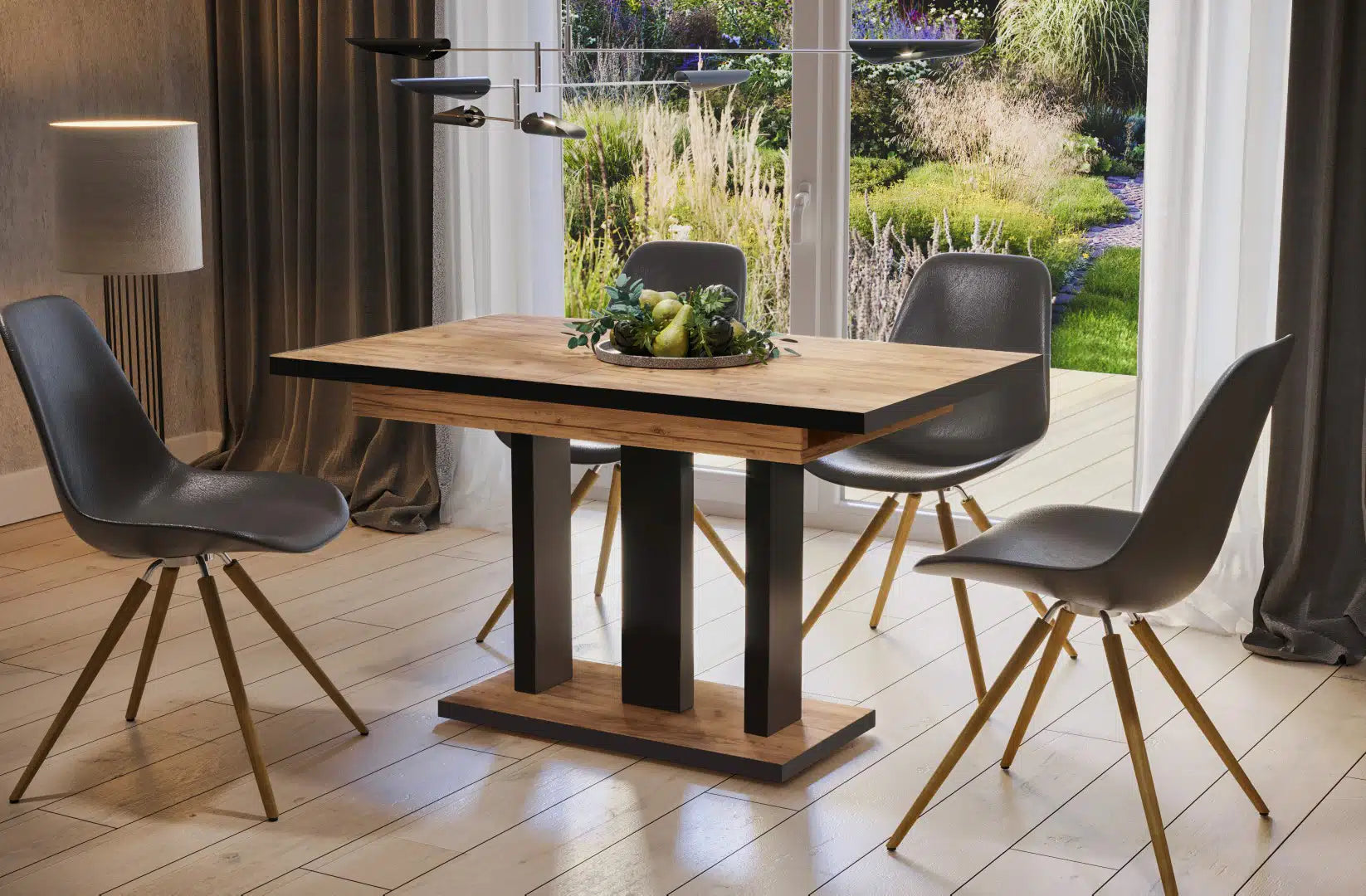 Der exquisite, ausziehbaren Holz Esstisch Appia von Endo Möbel - ein wahrer Blickfang für Ihr Wohnzimmer! Mit seiner innovativen Ausziehfunktion ist dieser Tisch perfekt für gesellige Abende mit Familie und Freunden geeignet