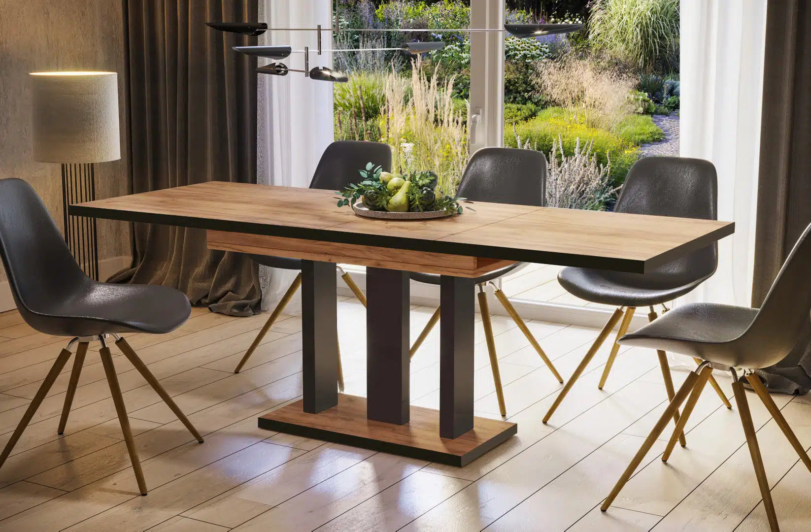 Der exquisite, ausziehbaren Holz Esstisch Appia von Endo Möbel - ein wahrer Blickfang für Ihr Wohnzimmer! Mit seiner innovativen Ausziehfunktion ist dieser Tisch perfekt für gesellige Abende mit Familie und Freunden geeignet