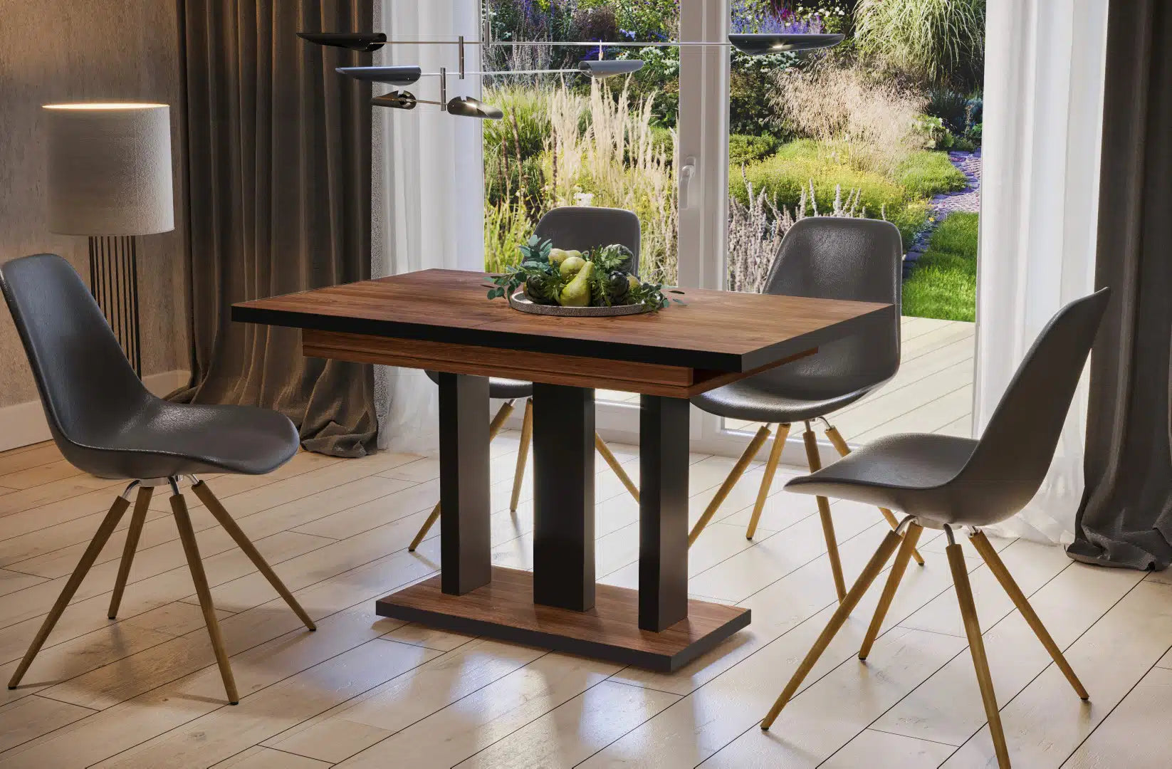 Der exquisite, ausziehbaren Holz Esstisch Appia von Endo Möbel - ein wahrer Blickfang für Ihr Wohnzimmer! Mit seiner innovativen Ausziehfunktion ist dieser Tisch perfekt für gesellige Abende mit Familie und Freunden geeignet
