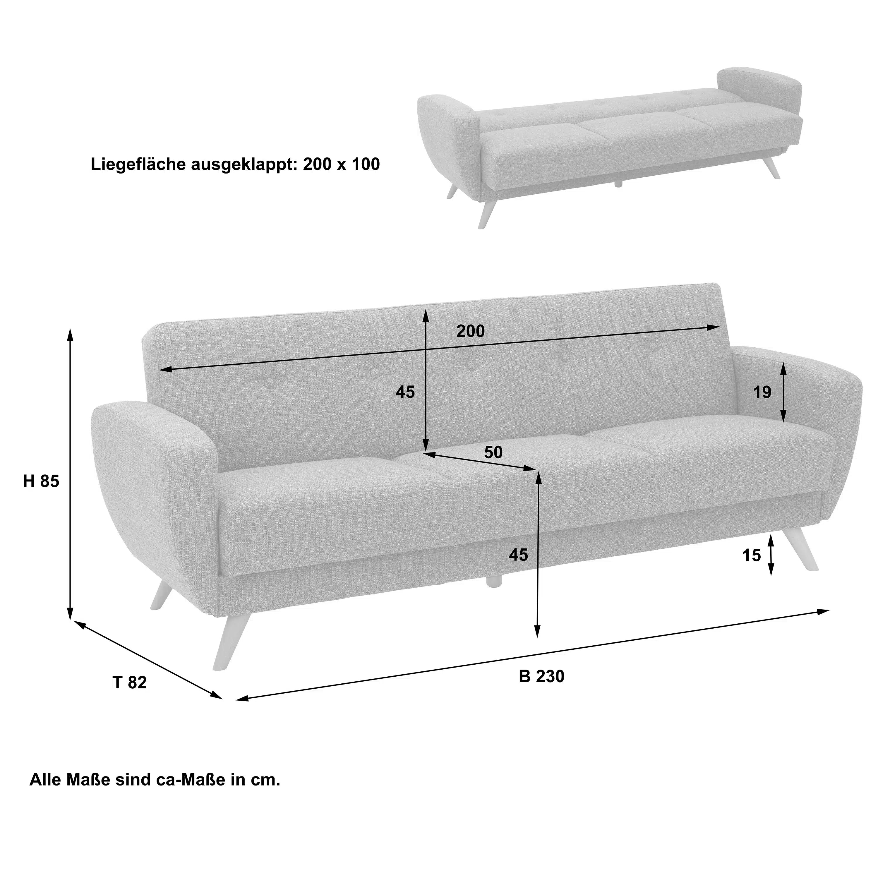 Jerry - Sessel - Sofa - 3-Sitzer mit Bettfunktion