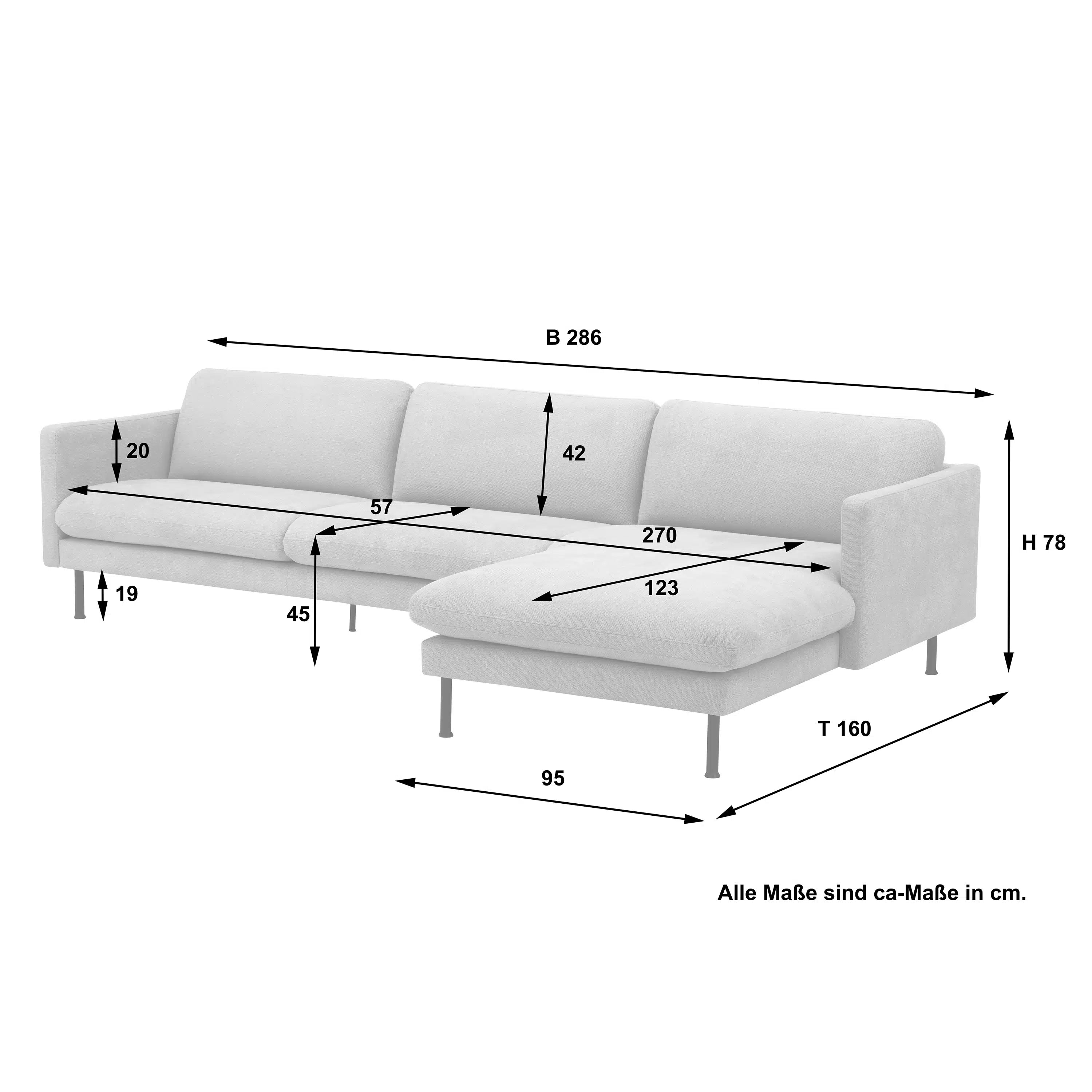 Nathan - Sofa 2,5-Sitzer mit Longchair - Sessel