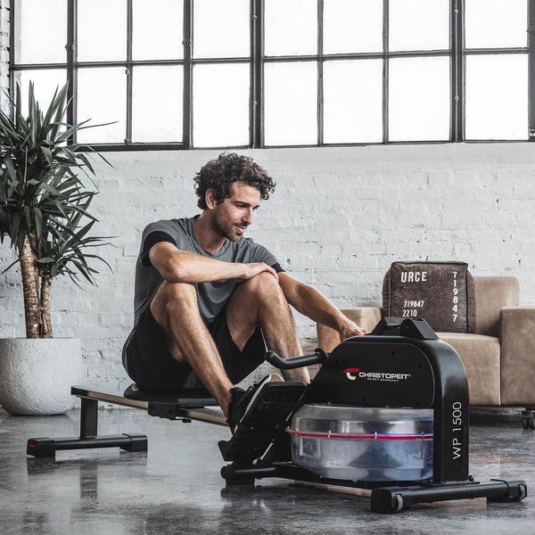 fitness christopeit sport crosstrainer - ausdauertraining und effektives cardio ganzkörpertraining - Mit der stabil gestalteten Ruderzugmaschine wird dank Wasserwiderstand ein authentisches und gelenkschonendes Rudertraining simuliert
