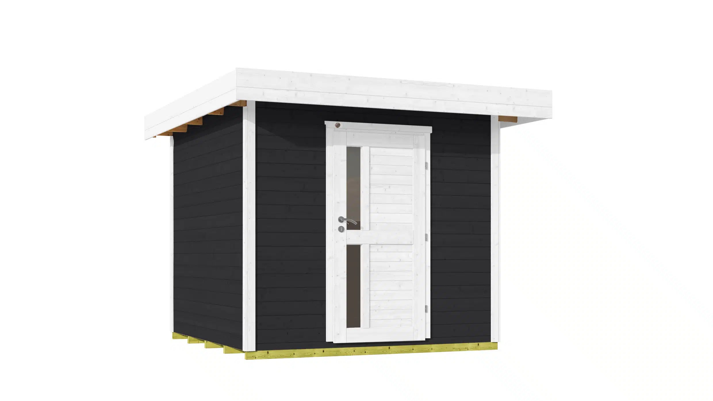 Weka Flachdach Designhaus aus Fichtenholz in weiß/anthrazit - Gartenhaus zum verstauen oder als Wohnraumerweiterung nutzen