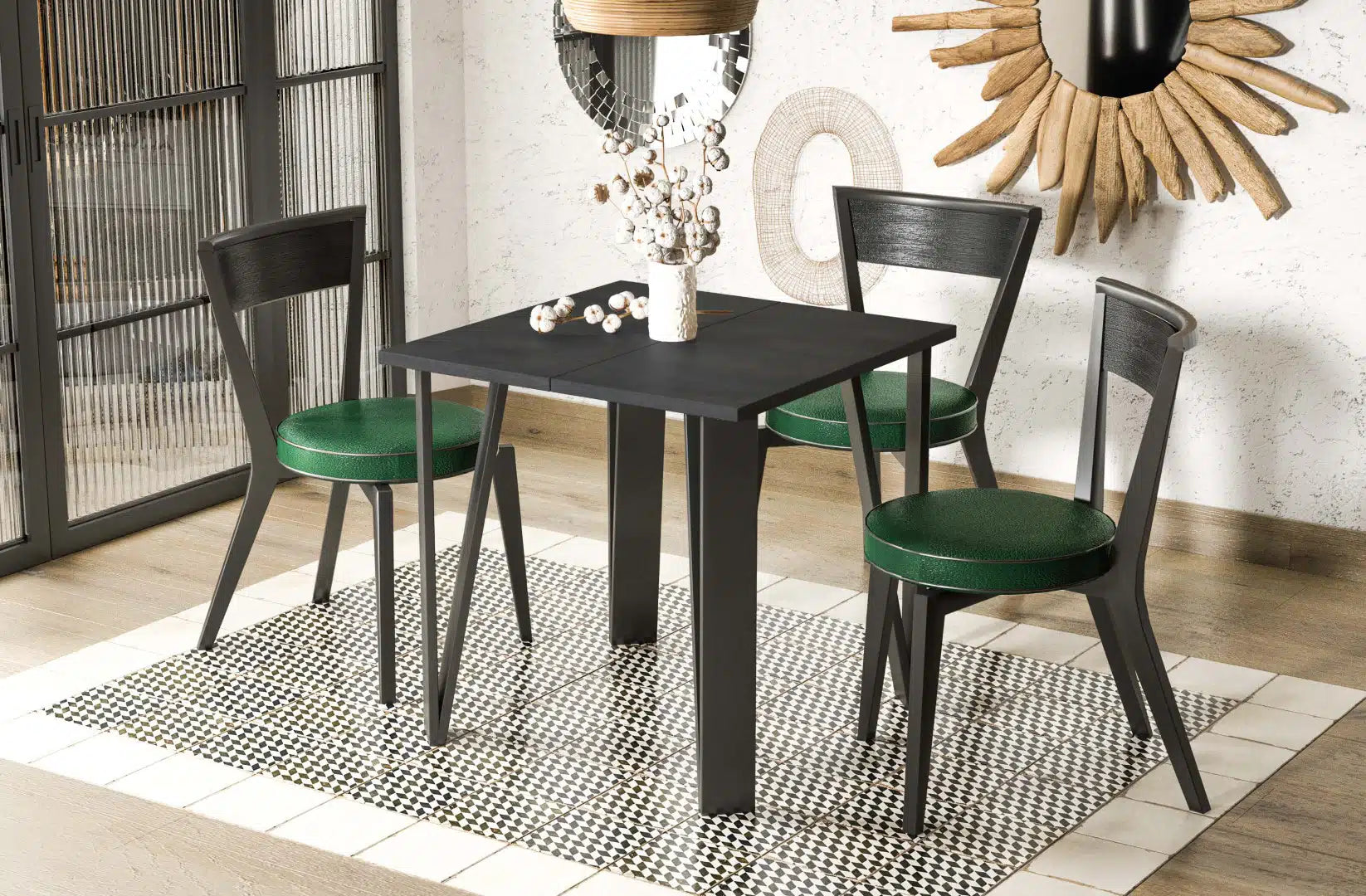 Der exquisite, ausziehbaren Holz Esstisch Adeo von Endo Möbel - ein wahrer Blickfang für Ihr Esszimmer! Mit seiner innovativen Ausziehfunktion ist dieser Tisch perfekt für gesellige Abende mit Familie und Freunden geeignet