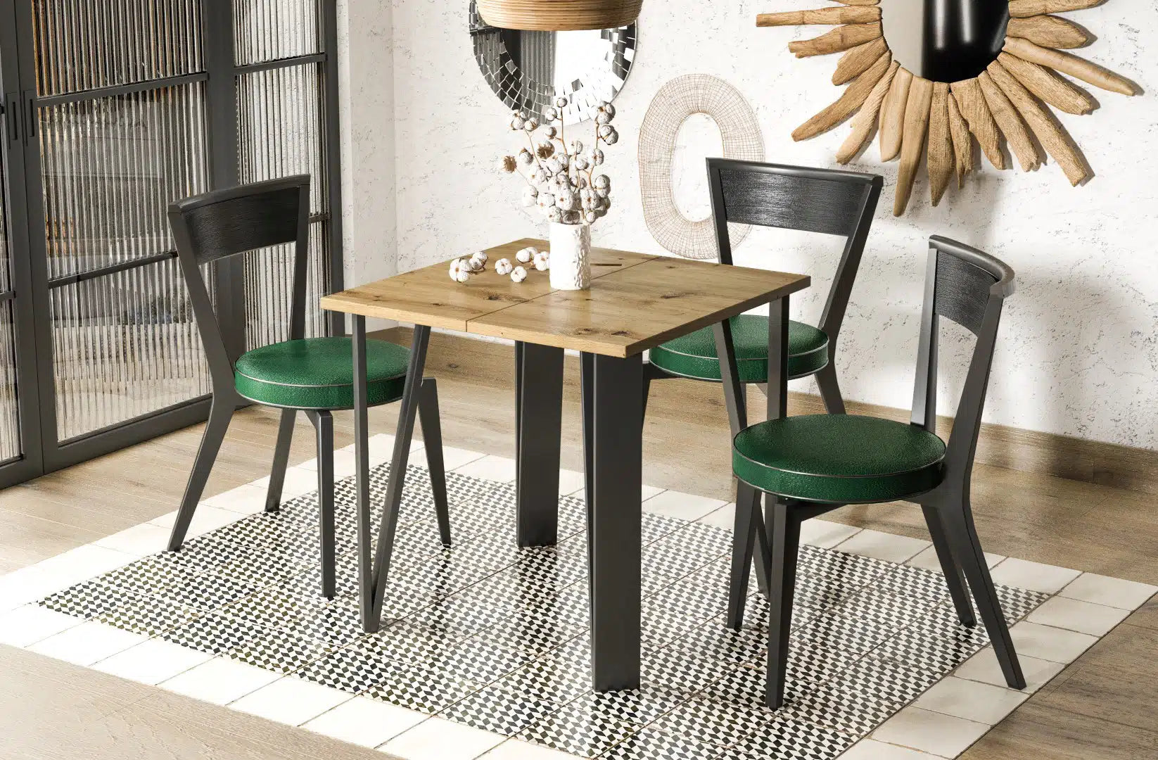 Der exquisite, ausziehbaren Holz Esstisch Adeo von Endo Möbel - ein wahrer Blickfang für Ihr Esszimmer! Mit seiner innovativen Ausziehfunktion ist dieser Tisch perfekt für gesellige Abende mit Familie und Freunden geeignet
