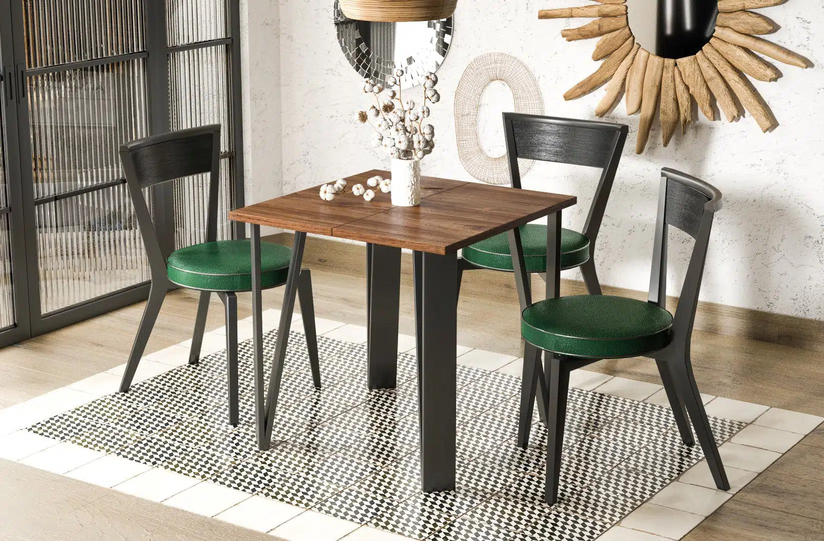 Der exquisite, ausziehbaren Holz Esstisch Adeo von Endo Möbel - ein wahrer Blickfang für Ihr Esszimmer! Mit seiner innovativen Ausziehfunktion ist dieser Tisch perfekt für gesellige Abende mit Familie und Freunden geeignet