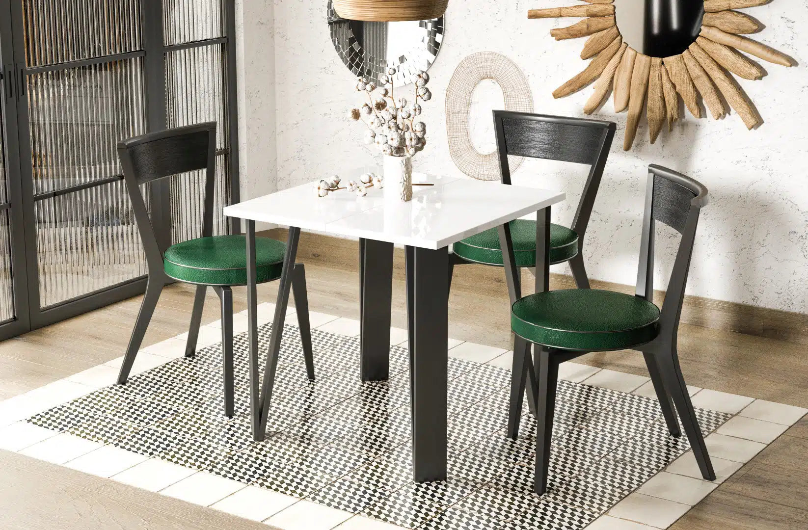 Der exquisite, ausziehbaren Holz Esstisch Adeo von Endo Möbel - ein wahrer Blickfang für Ihr Esszimmer! Mit seiner innovativen Ausziehfunktion ist dieser Tisch perfekt für gesellige Abende mit Familie und Freunden geeignet