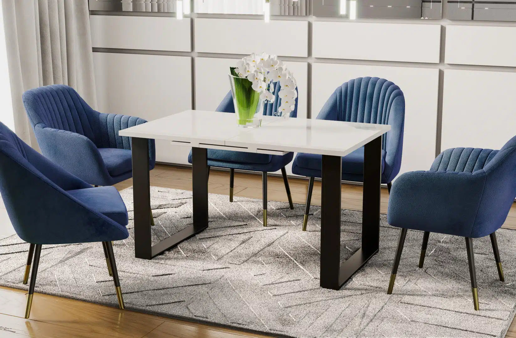 Der moderne Holz Esstisch von Endo Möbel ist ausziehbar. Perfekt für gemütliche Abendessen mit Familie und Freunden