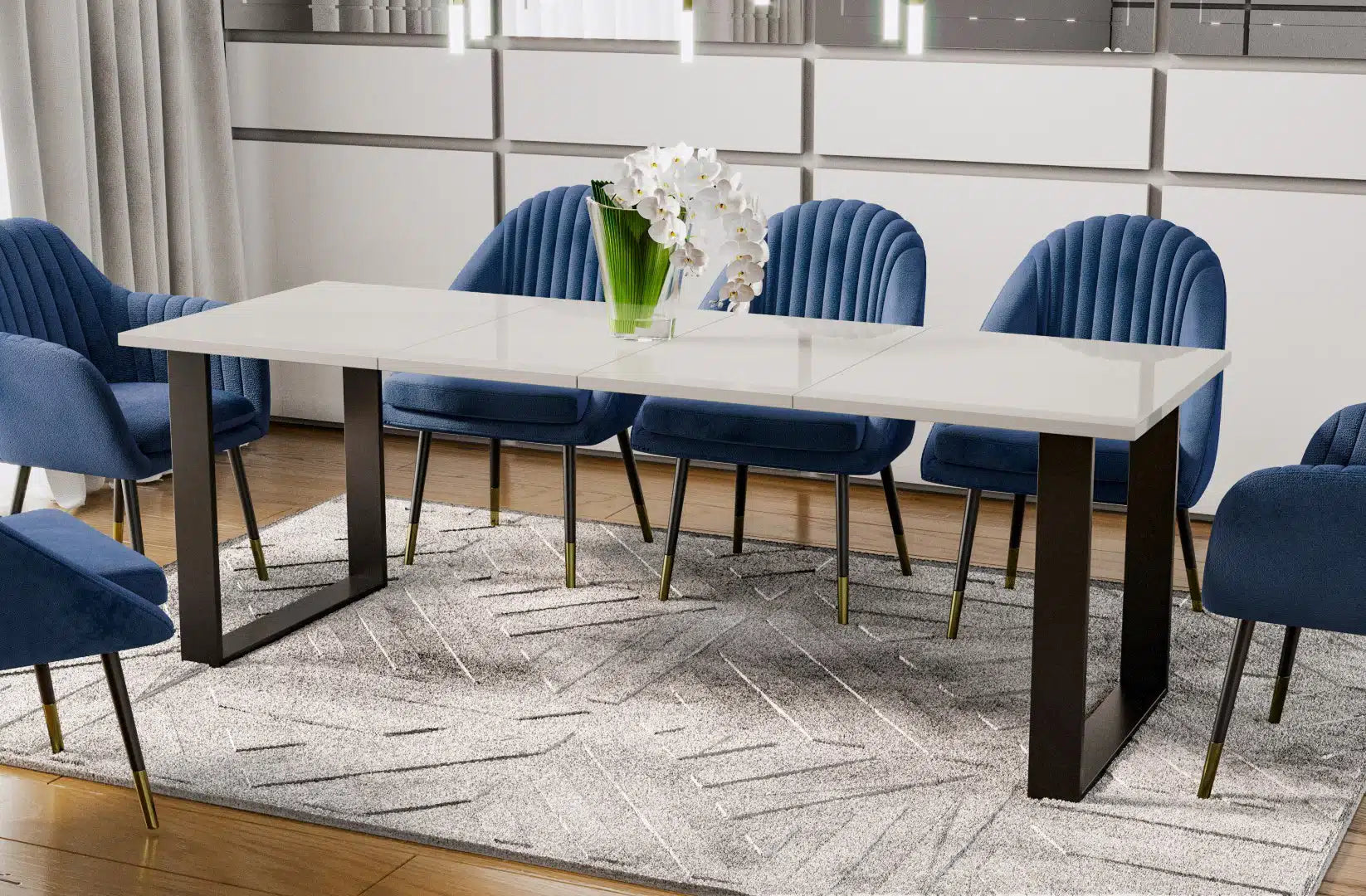 Der moderne Holz Esstisch von Endo Möbel ist ausziehbar. Perfekt für gemütliche Abendessen mit Familie und Freunden