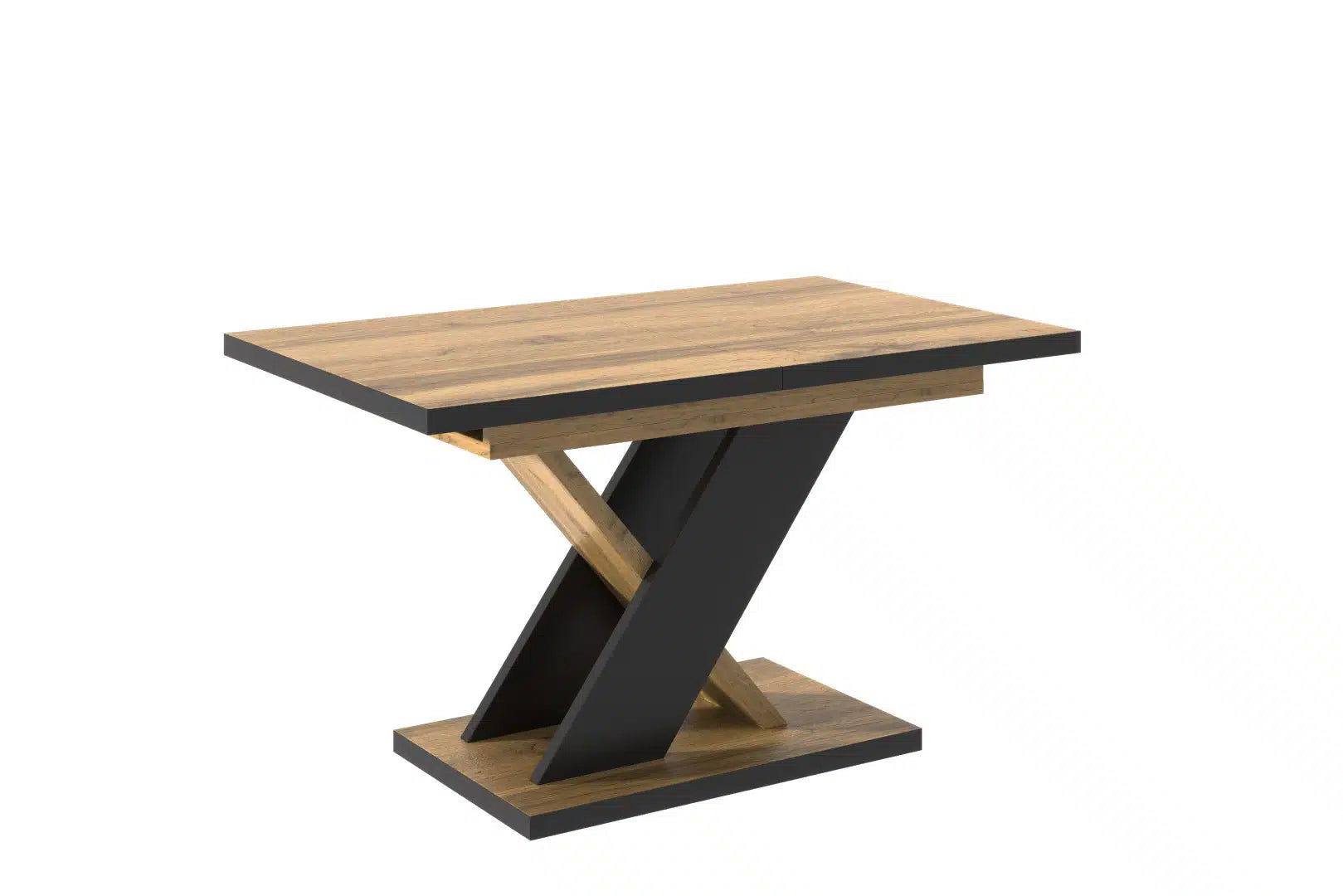 Der extravagante Holz Esstisch von Endo Möbel ist ausziehbar. Perfekt für gemütliche Abendessen mit Familie und Freunden