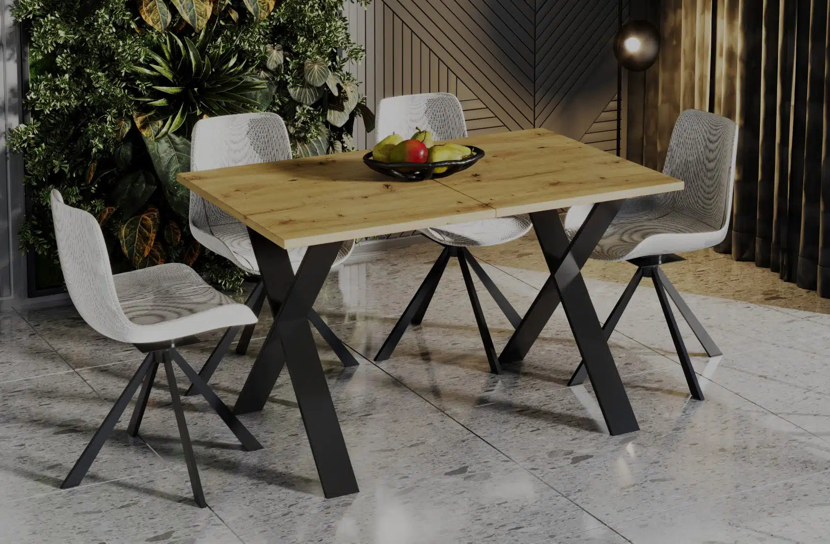 Der exquisite, ausziehbaren Holz Esstisch von Endo Möbel - ein wahrer Blickfang für Ihr Esszimmer! Mit seiner innovativen Ausziehfunktion ist dieser Tisch perfekt für gesellige Abende mit Familie und Freunden geeignet