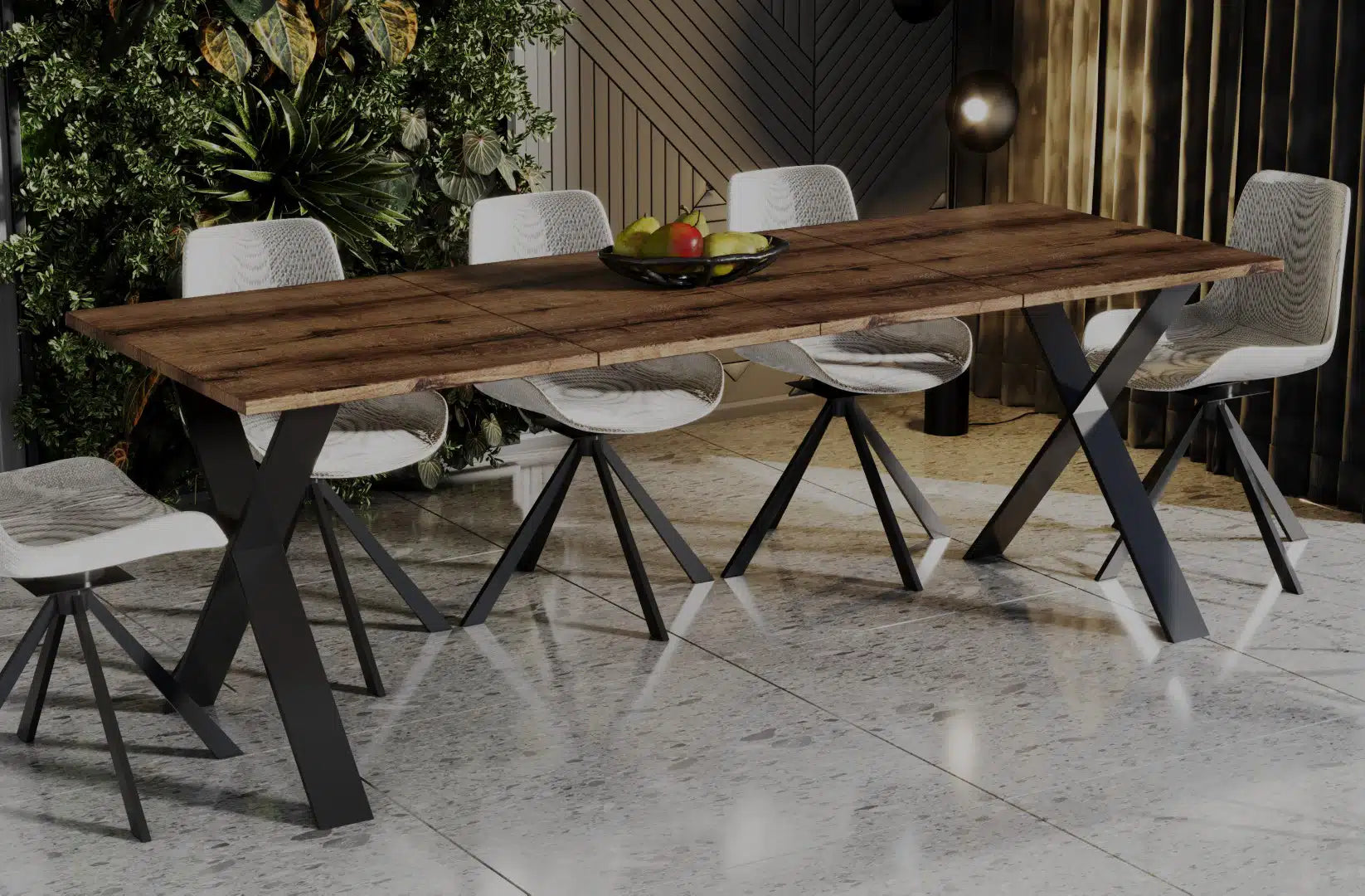 Der exquisite, ausziehbaren Holz Esstisch von Endo Möbel - ein wahrer Blickfang für Ihr Esszimmer! Mit seiner innovativen Ausziehfunktion ist dieser Tisch perfekt für gesellige Abende mit Familie und Freunden geeignet