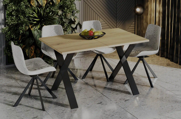 Der exquisite, ausziehbaren Holz Esstisch von Endo Möbel - ein wahrer Blickfang für Ihr Esszimmer! Mit seiner innovativen Ausziehfunktion ist dieser Tisch perfekt für gesellige Abende mit Familie und Freunden geeignet