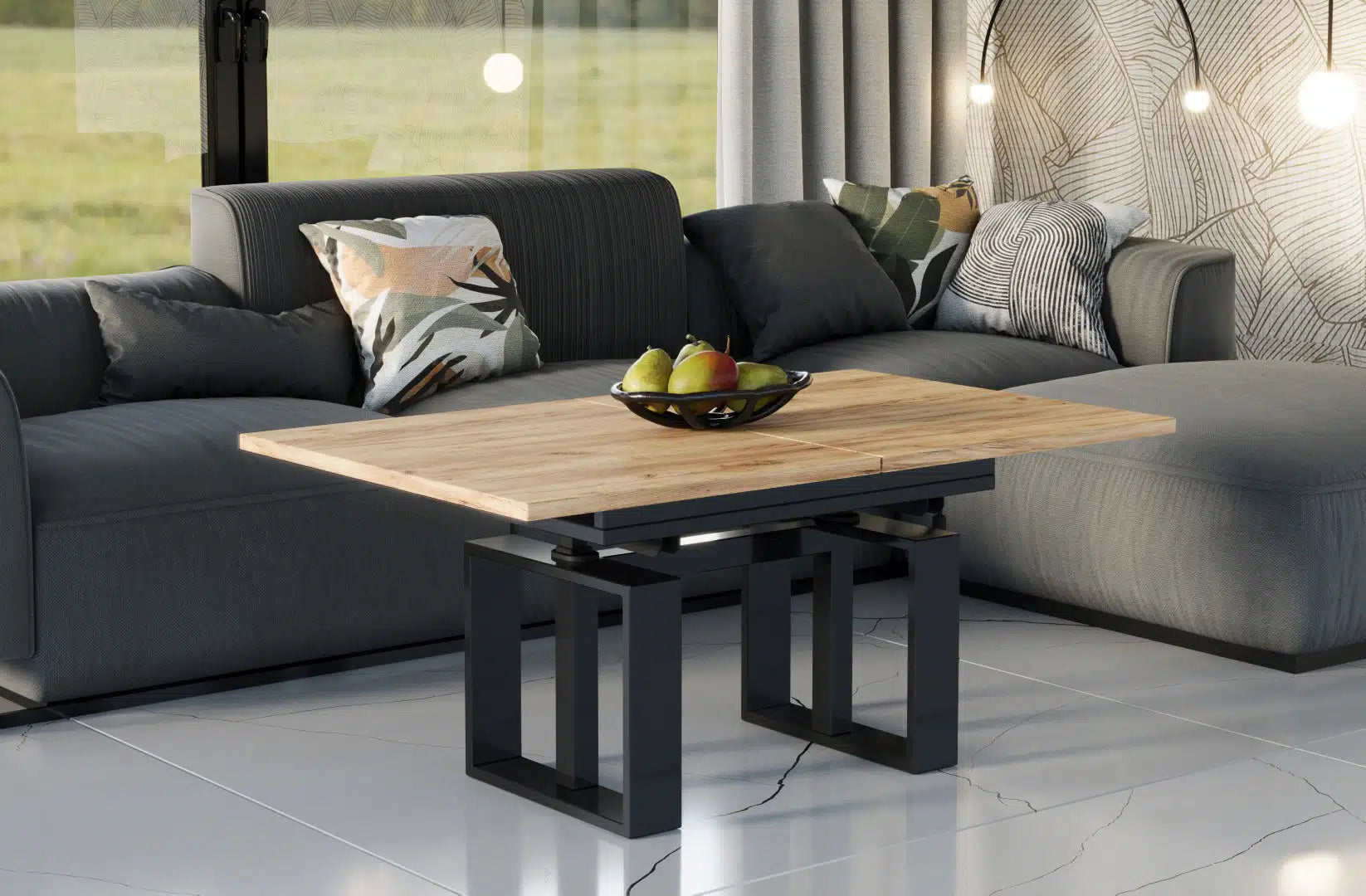 Der multifunktionale Couch- und Esstisch Empoli von Endo Möbel - ein Möbelstück der Extraklasse! Mit seiner innovativen Auszieh- und Höhenverstellfunktion ist er perfekt für gesellige Abende mit Freunden und Familie geeignet und bietet gleichzeitig eine praktische Ablagefläche im Alltag.