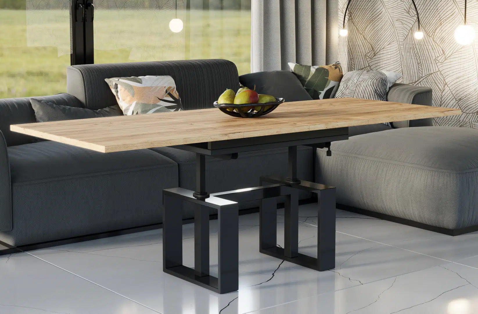 Der multifunktionale Couch- und Esstisch Empoli von Endo Möbel - ein Möbelstück der Extraklasse! Mit seiner innovativen Auszieh- und Höhenverstellfunktion ist er perfekt für gesellige Abende mit Freunden und Familie geeignet und bietet gleichzeitig eine praktische Ablagefläche im Alltag.