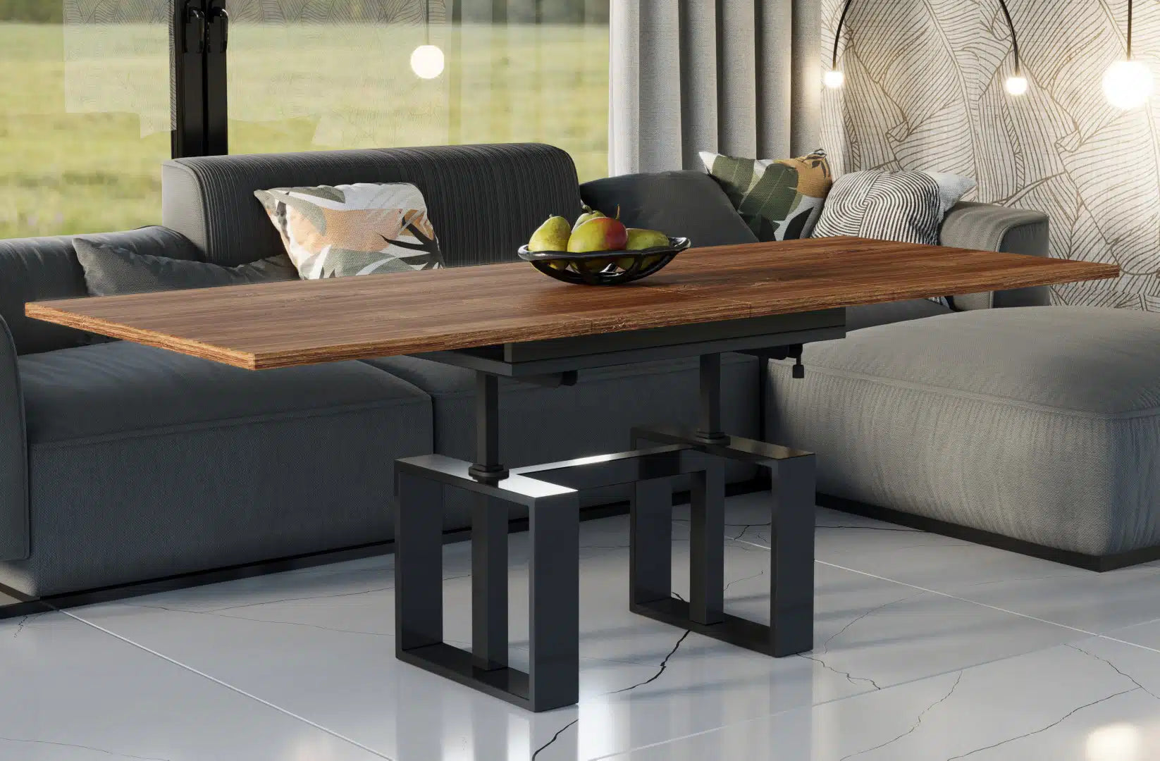 Der multifunktionale Couch- und Esstisch Empoli von Endo Möbel - ein Möbelstück der Extraklasse! Mit seiner innovativen Auszieh- und Höhenverstellfunktion ist er perfekt für gesellige Abende mit Freunden und Familie geeignet und bietet gleichzeitig eine praktische Ablagefläche im Alltag.