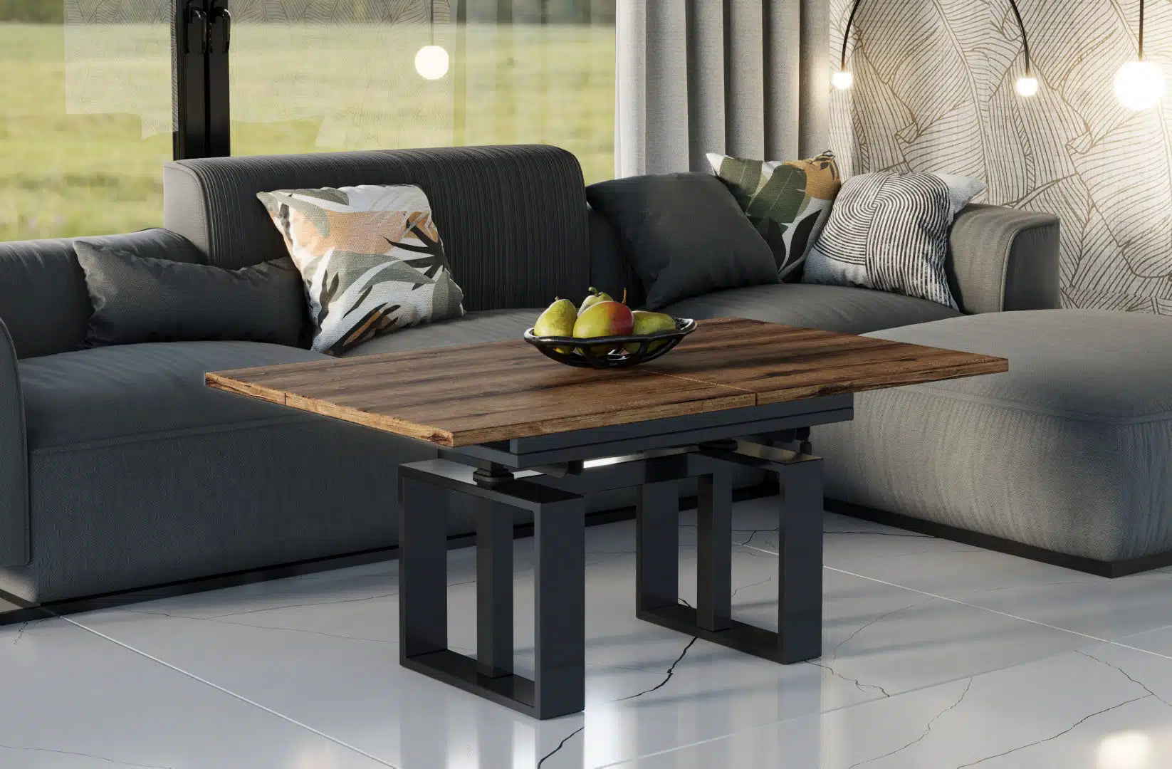 Der multifunktionale Couch- und Esstisch Empoli von Endo Möbel - ein Möbelstück der Extraklasse! Mit seiner innovativen Auszieh- und Höhenverstellfunktion ist er perfekt für gesellige Abende mit Freunden und Familie geeignet und bietet gleichzeitig eine praktische Ablagefläche im Alltag.