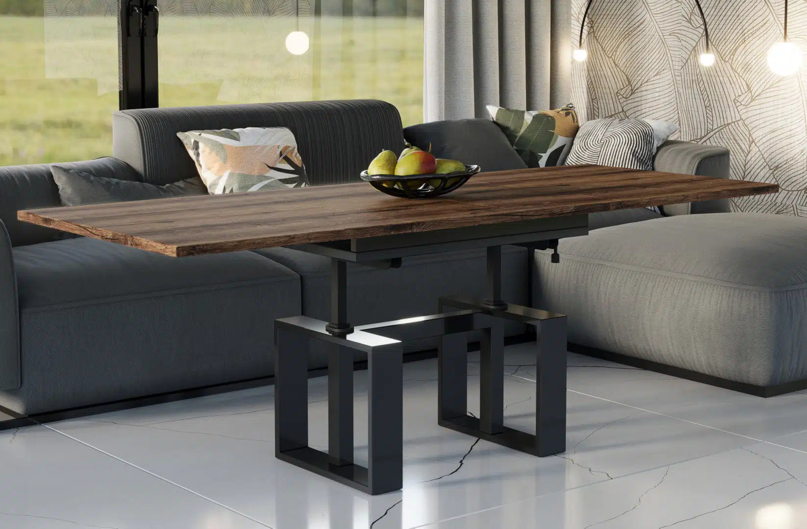 Der multifunktionale Couch- und Esstisch Empoli von Endo Möbel - ein Möbelstück der Extraklasse! Mit seiner innovativen Auszieh- und Höhenverstellfunktion ist er perfekt für gesellige Abende mit Freunden und Familie geeignet und bietet gleichzeitig eine praktische Ablagefläche im Alltag.